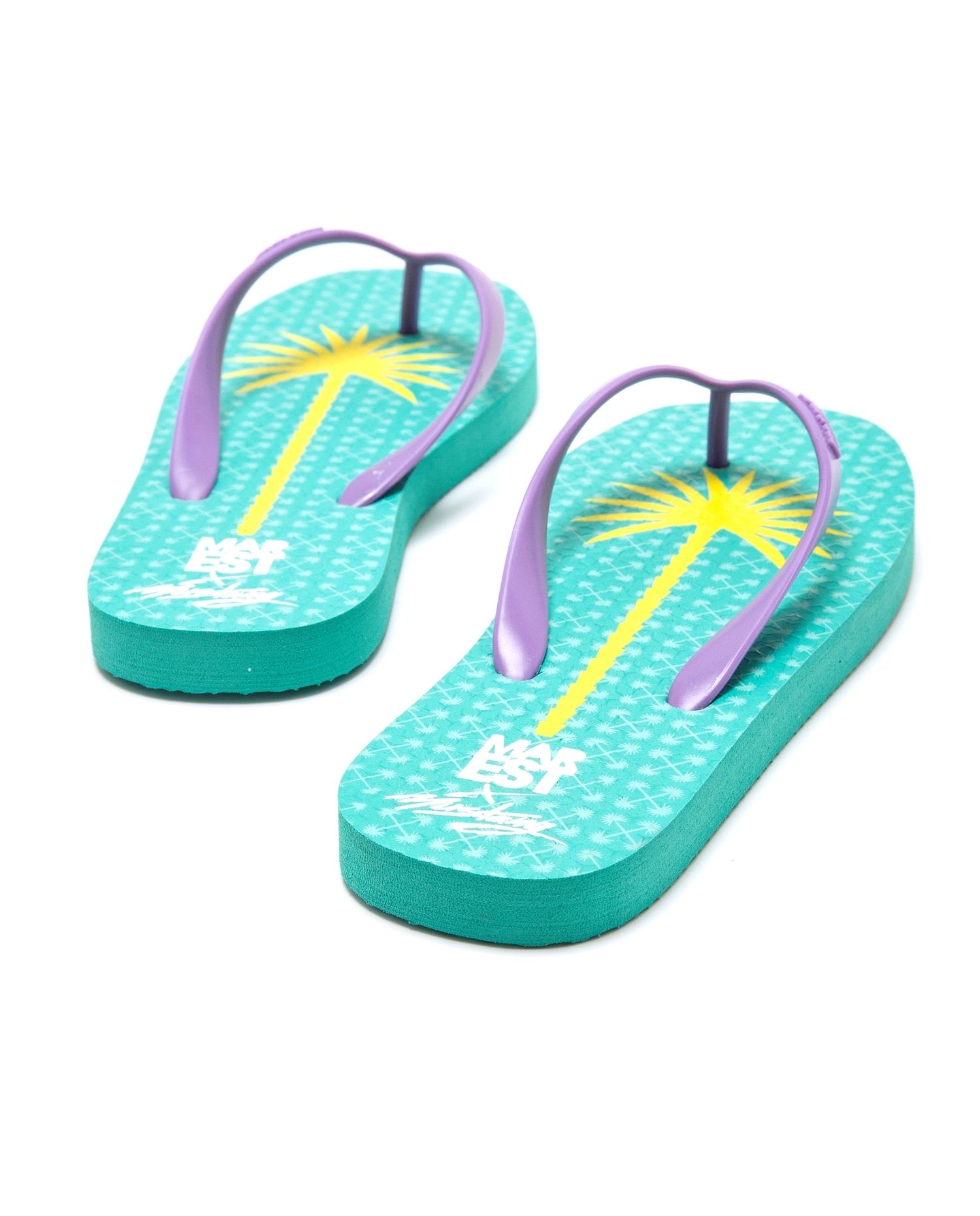 Chanclas de dedo de mujer con piso estampado - Mustang - Morado / Verde claro Morado / Verde claro-2