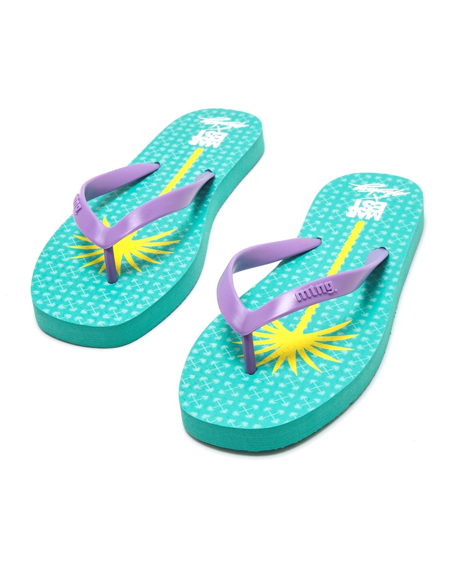 Chanclas de dedo de mujer con piso estampado - Mustang - Morado / Verde claro Morado / Verde claro-4