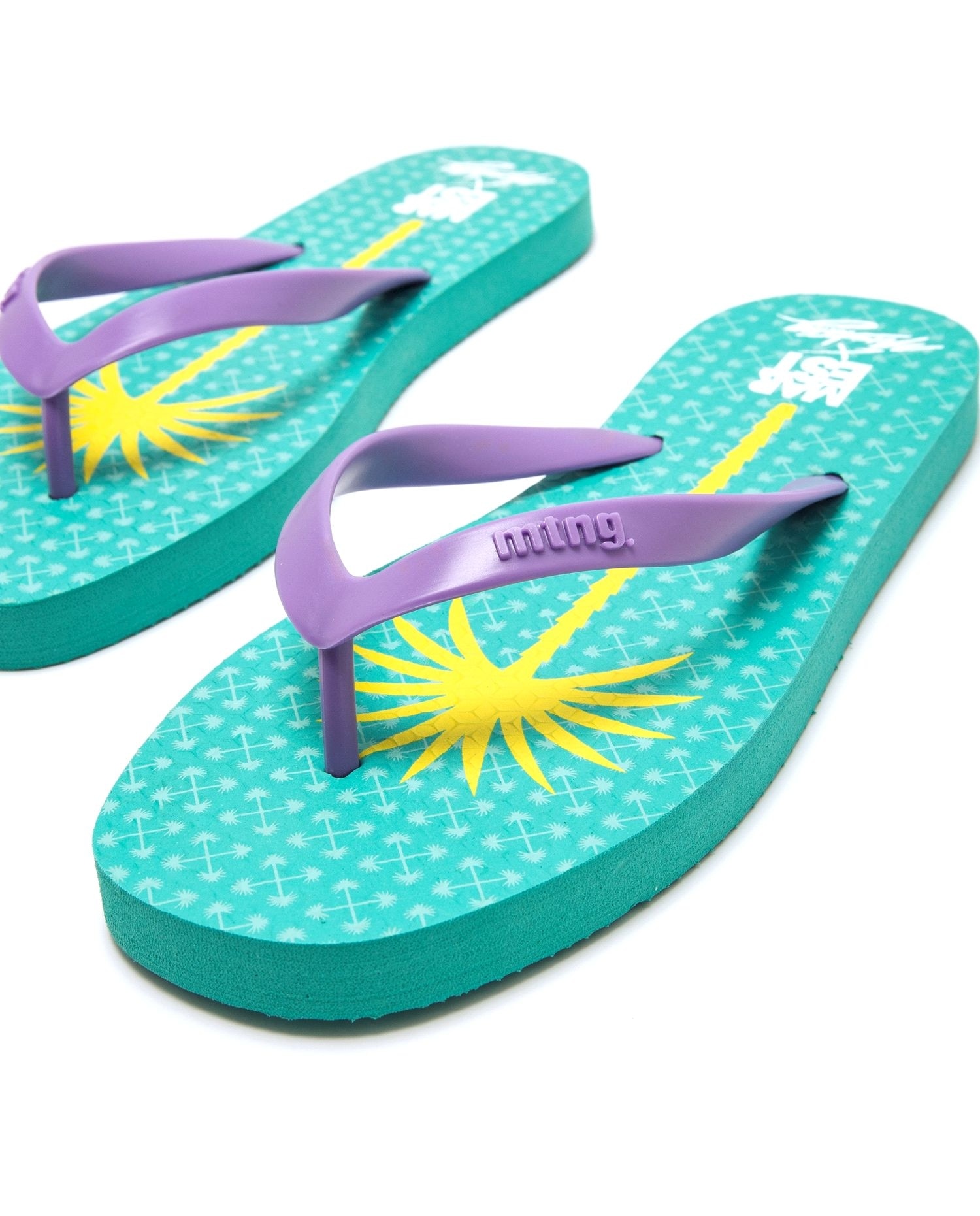 Chanclas de dedo de mujer con piso estampado - Mustang - Morado / Verde claro Morado / Verde claro-6