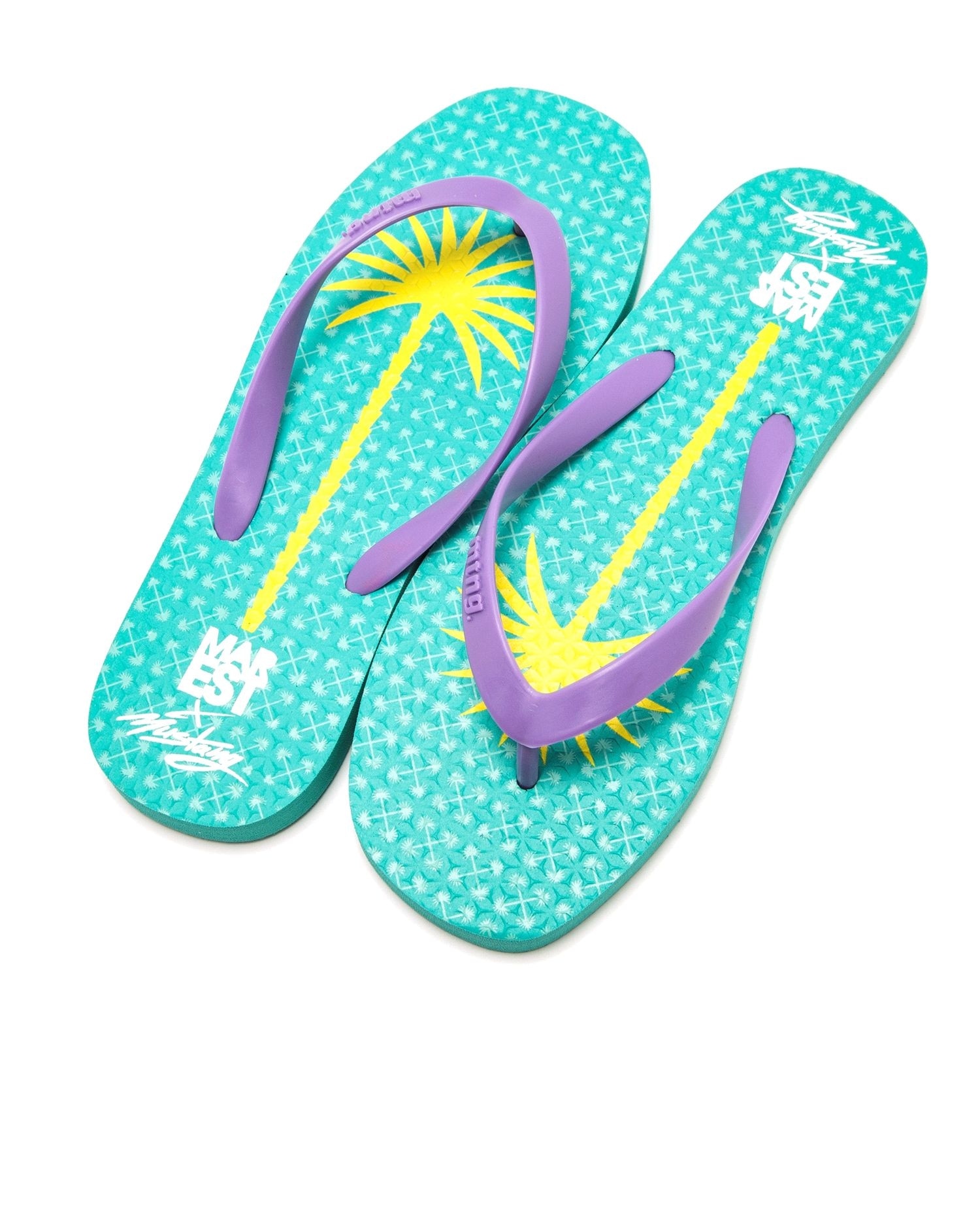 Chanclas de dedo de mujer con piso estampado - Mustang - Morado / Verde claro Morado / Verde claro-7