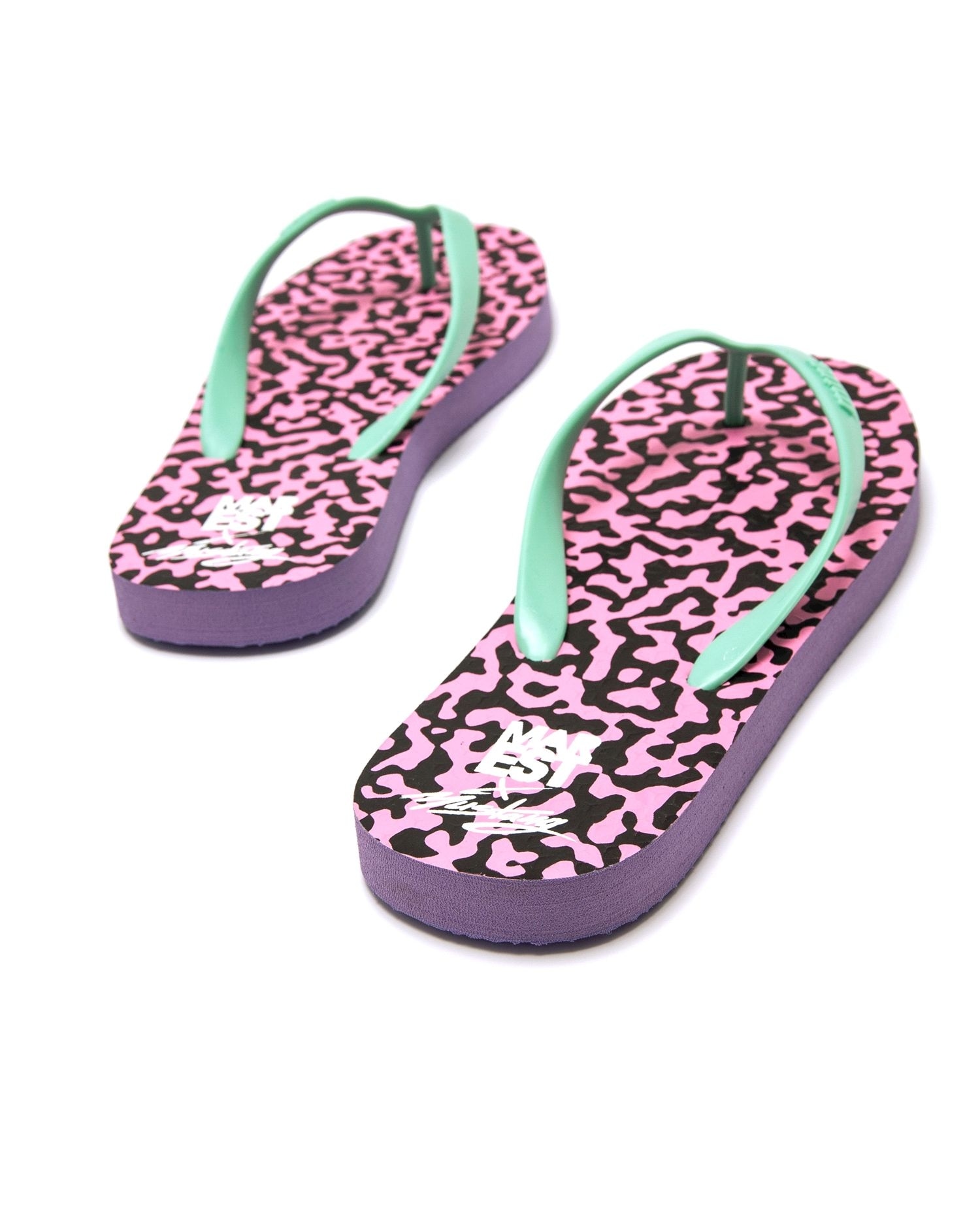 Chanclas de dedo de mujer con piso estampado - Mustang - Verde morado Verde morado-3