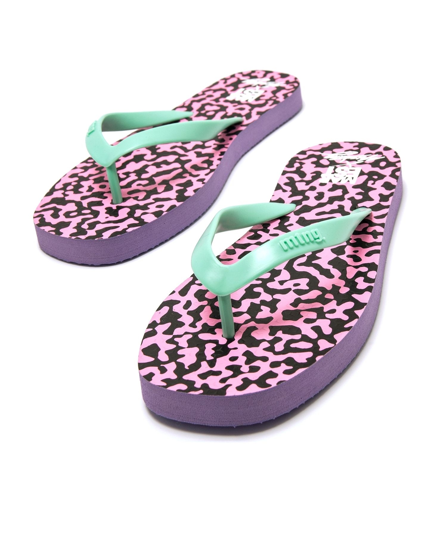 Chanclas de dedo de mujer con piso estampado - Mustang - Verde morado Verde morado-4