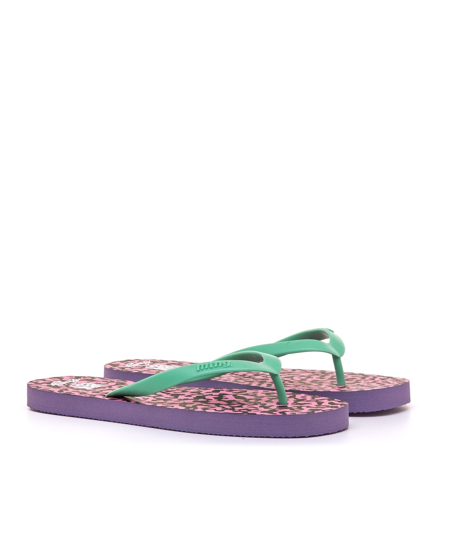 Chanclas de dedo de mujer con piso estampado - Mustang - Verde morado Verde morado-5