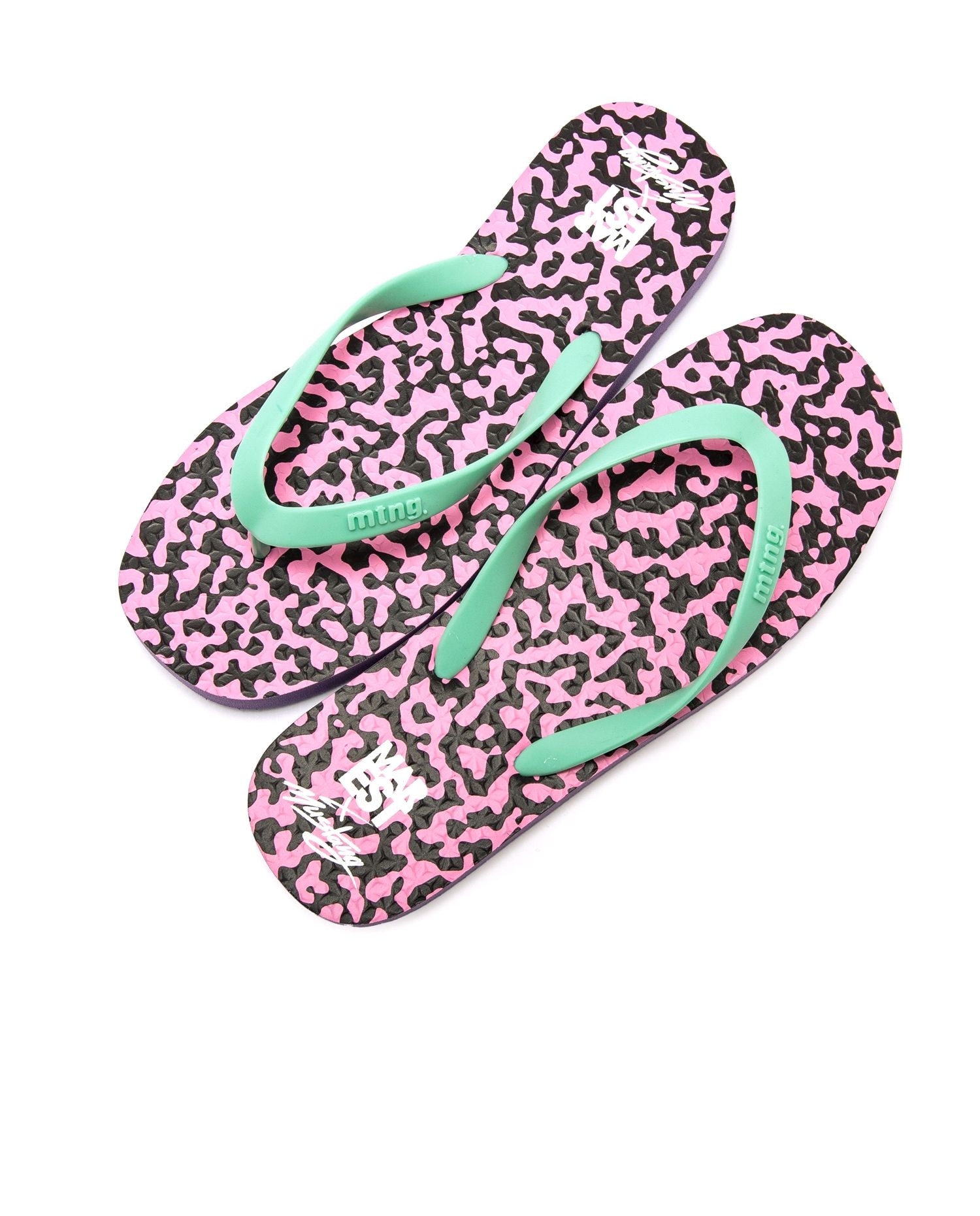 Chanclas de dedo de mujer con piso estampado - Mustang - Verde morado Verde morado-6