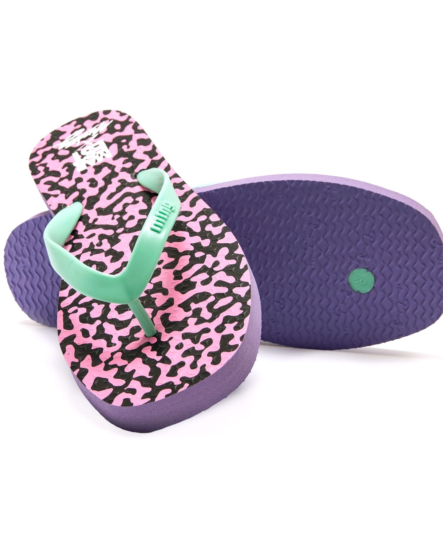 Chanclas de dedo de mujer con piso estampado - Mustang - Verde morado Verde morado-7