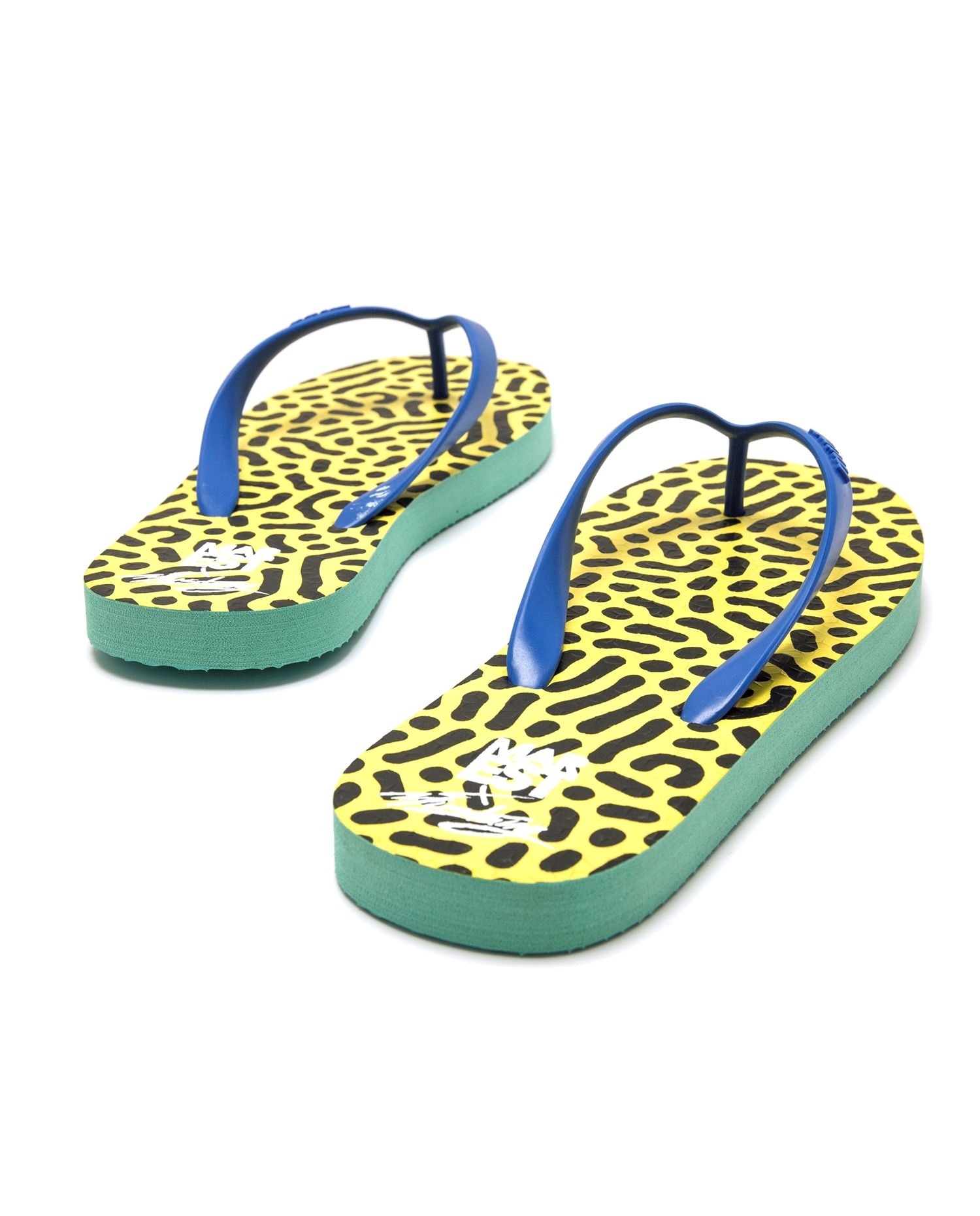 Chanclas de dedo de mujer con piso estampado - Mustang - Azul / Verde Azul / Verde-2