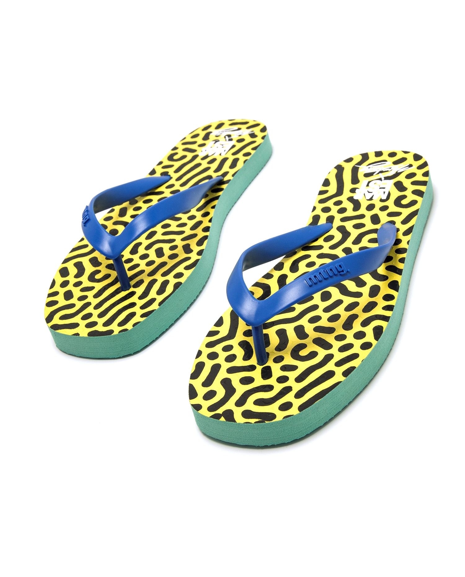 Chanclas de dedo de mujer con piso estampado - Mustang - Azul / Verde Azul / Verde-4