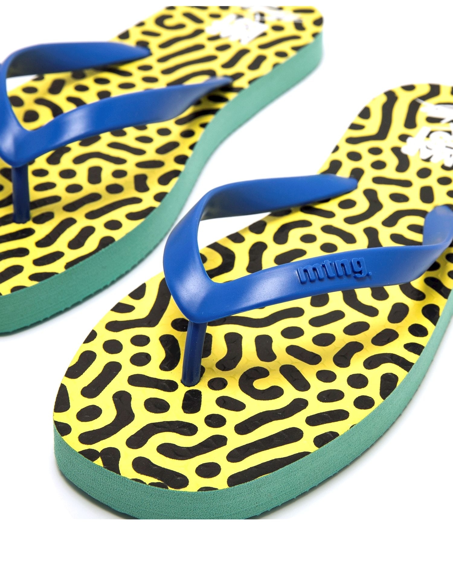 Chanclas de dedo de mujer con piso estampado - Mustang - Azul / Verde Azul / Verde-7