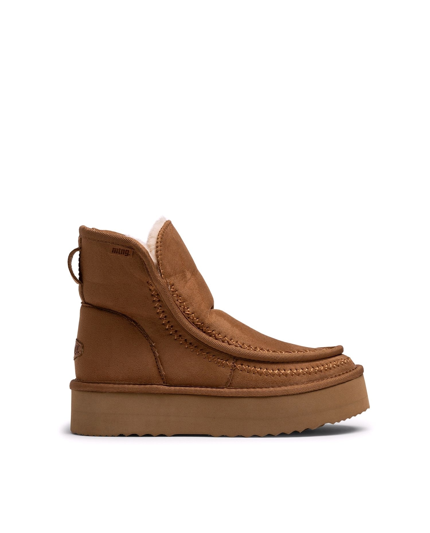 Botines de pelo de mujer con piso grueso - Mustang - Marrón Marrón-1