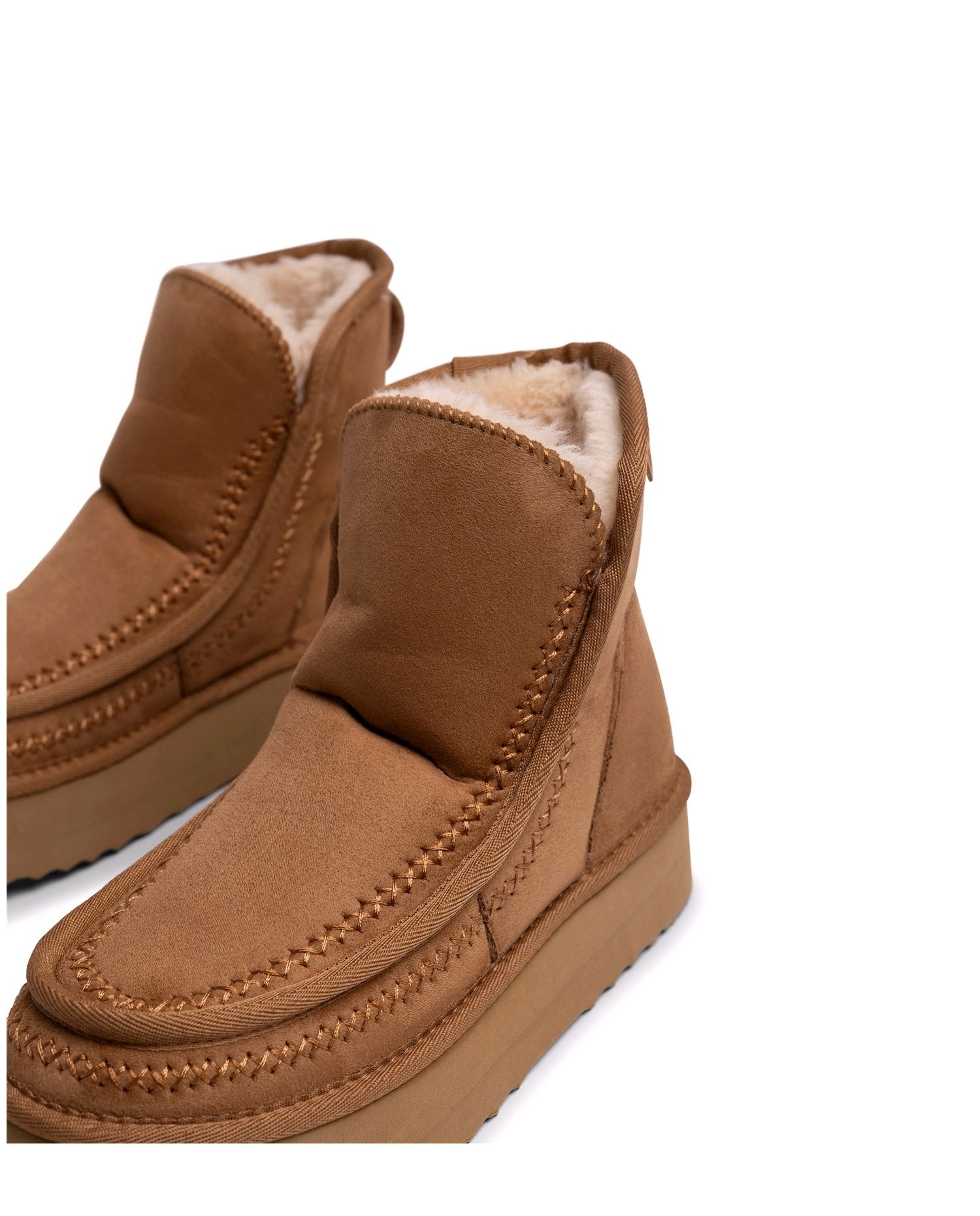 Botines de pelo de mujer con piso grueso - Mustang - Marrón Marrón-4