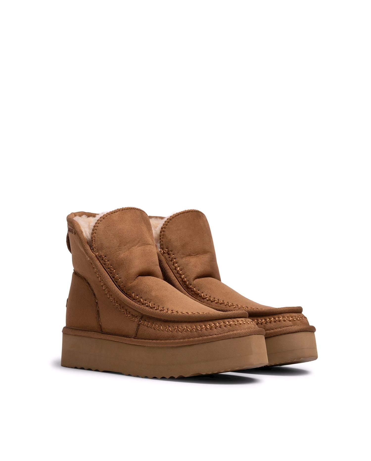 Botines de pelo de mujer con piso grueso - Mustang - Marrón Marrón-5