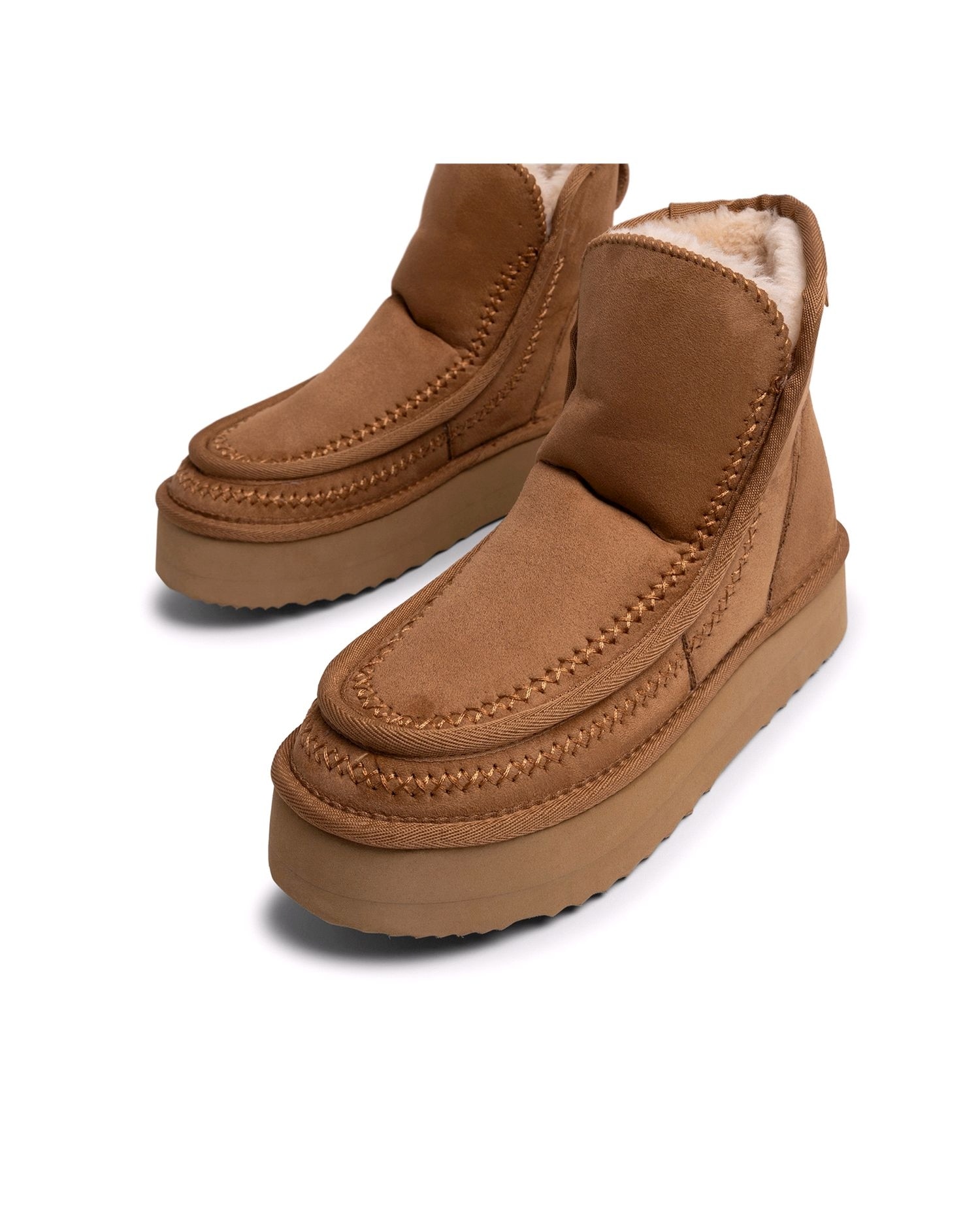 Botines de pelo de mujer con piso grueso - Mustang - Marrón Marrón-6