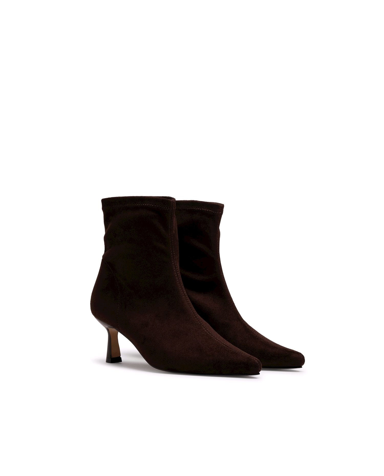 Botines básicos de mujer con tacón fino y tejido stretch - Mustang - Moka Moka-5