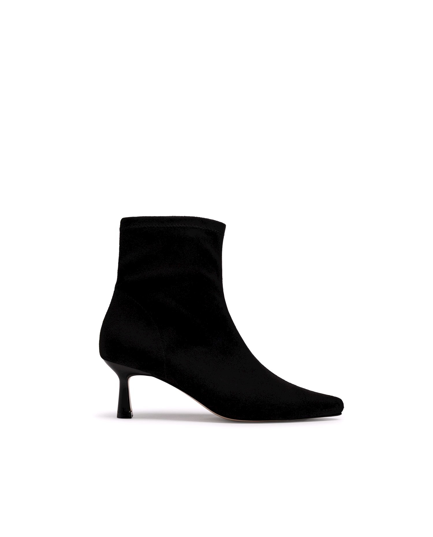 Botines básicos de mujer con tacón fino y tejido stretch - Mustang - Negro mate Negro mate-1