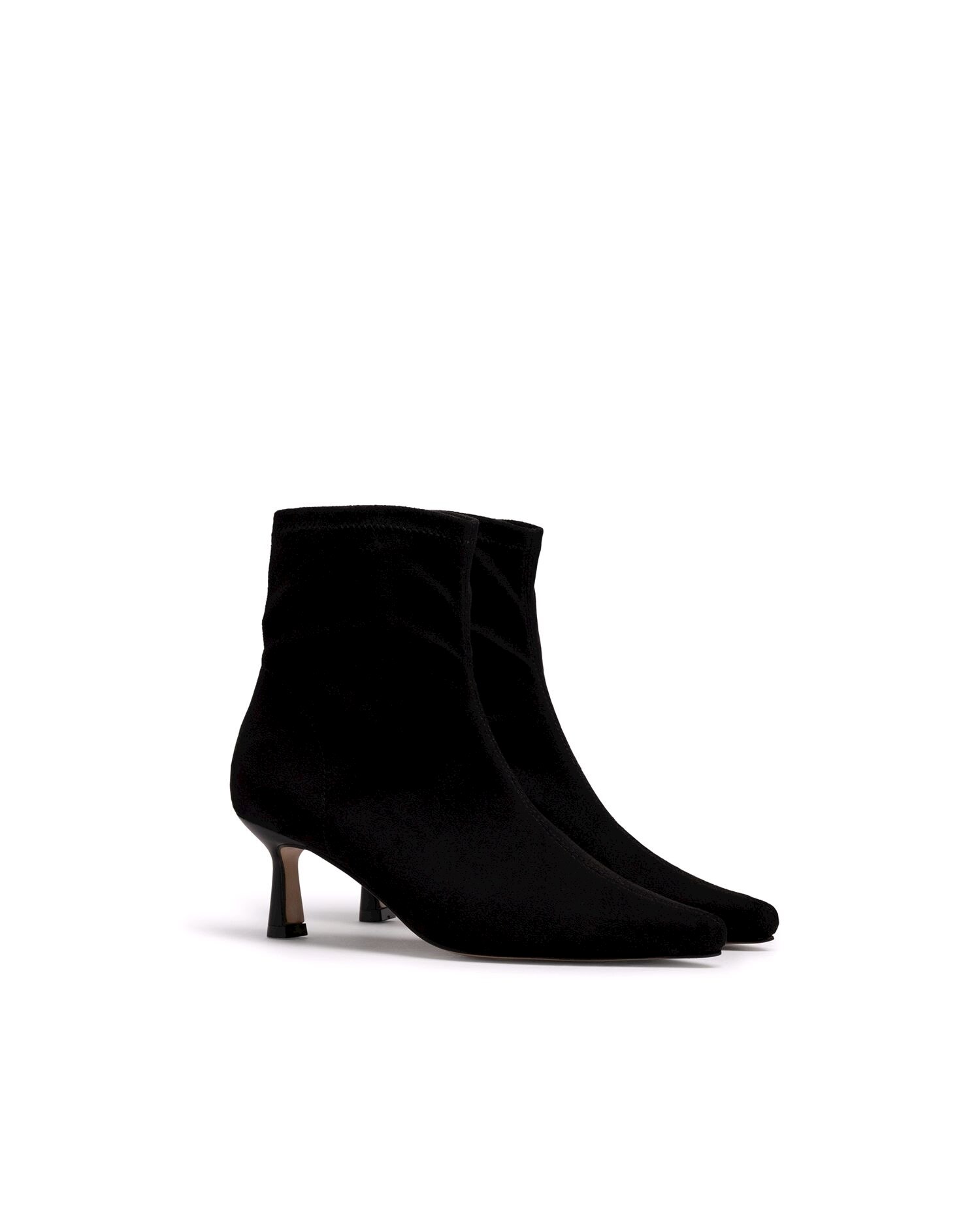 Botines básicos de mujer con tacón fino y tejido stretch - Mustang - Negro mate Negro mate-5