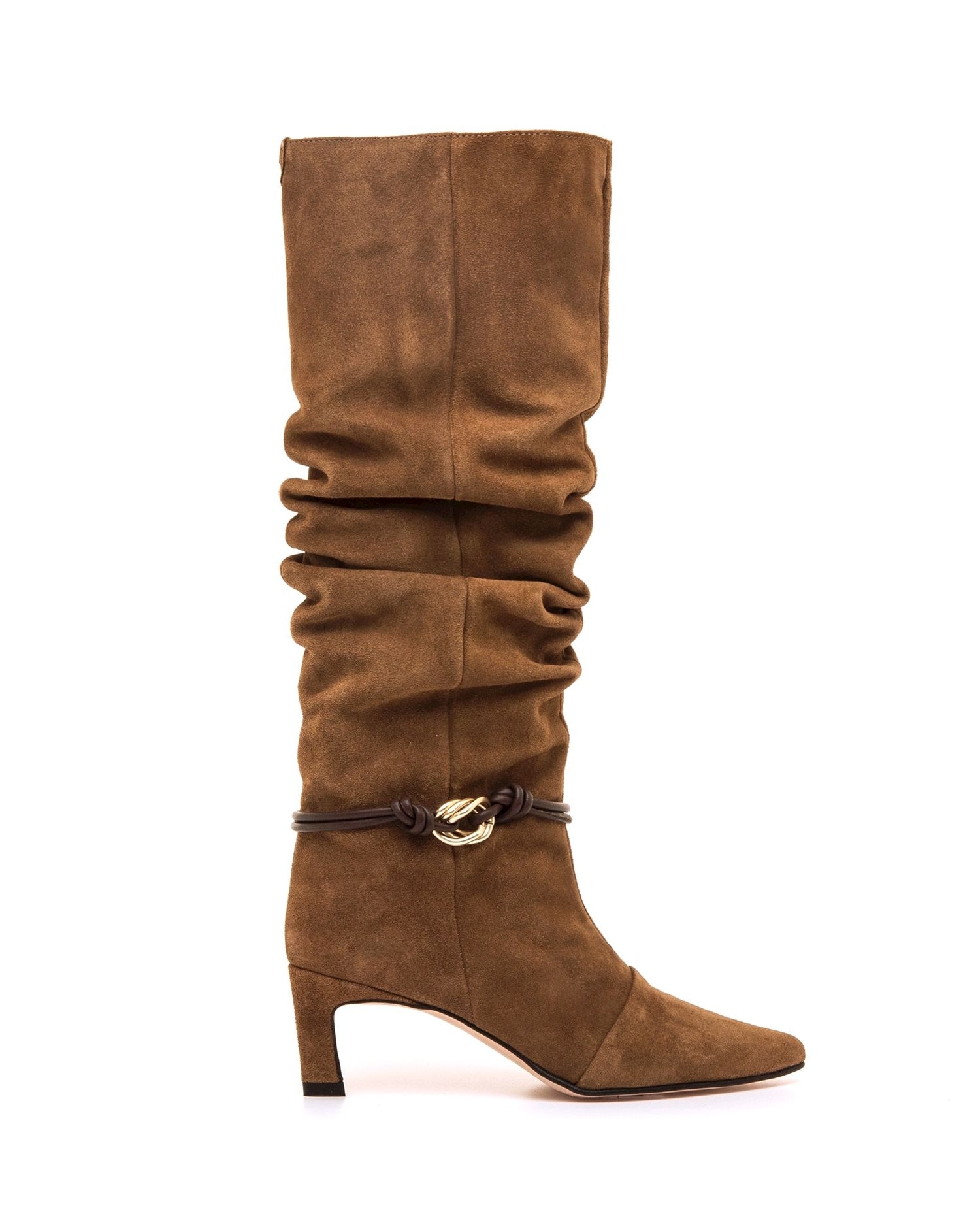 Imagen 0 de Botas básicas de mujer en piel con detalle dorado Natural