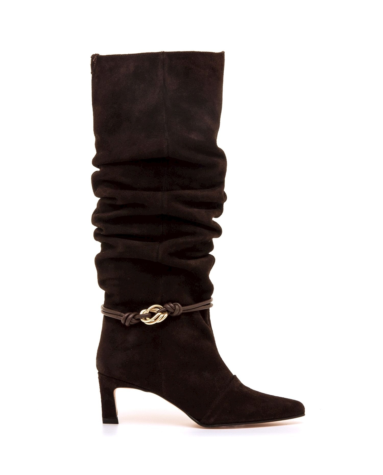 Botas básicas de mujer en piel con detalle dorado - Mustang - Marrón chocolate Marrón chocolate-1