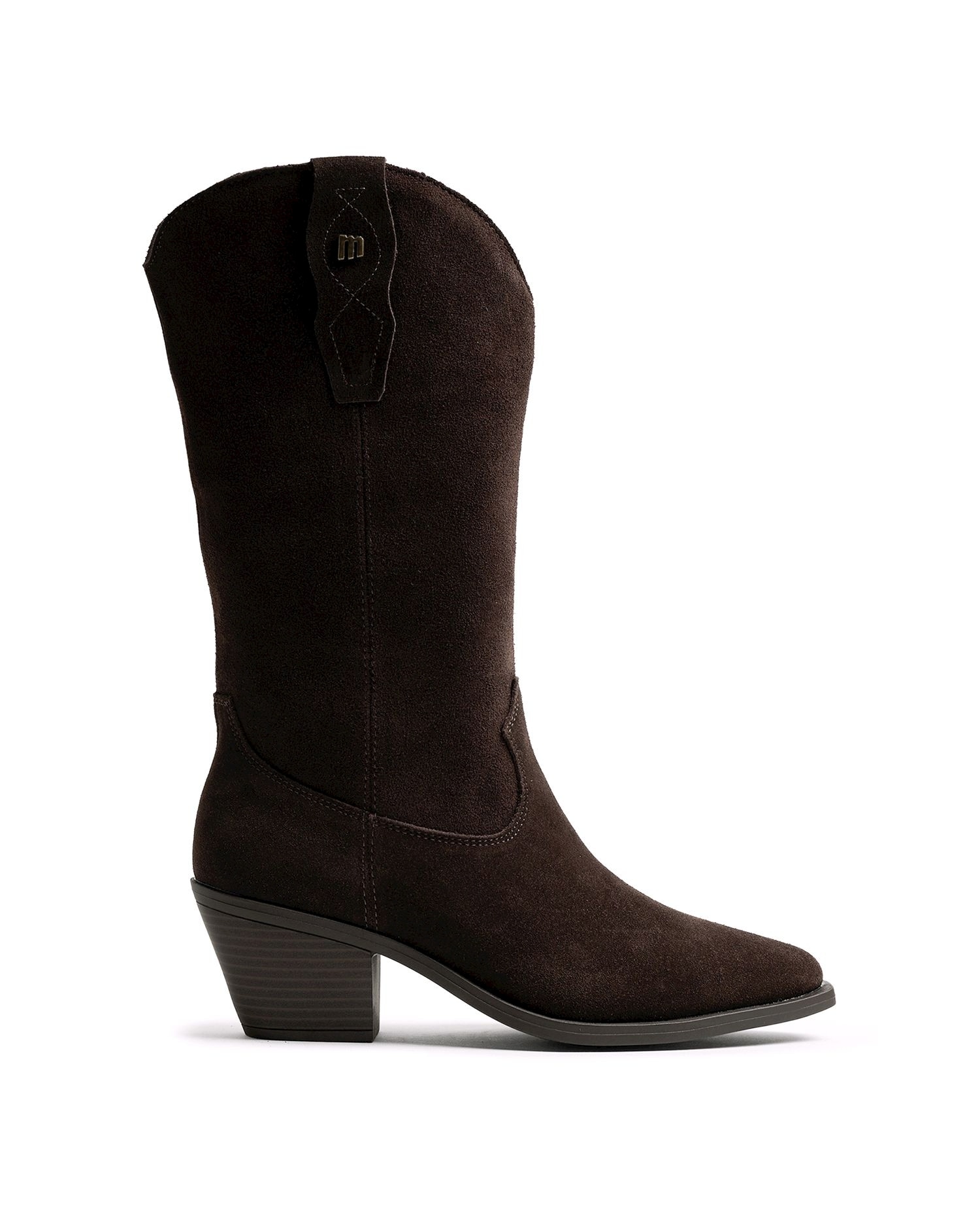Imagen 0 de Botas de estilo cowboy para mujer en piel Marrón oscuro