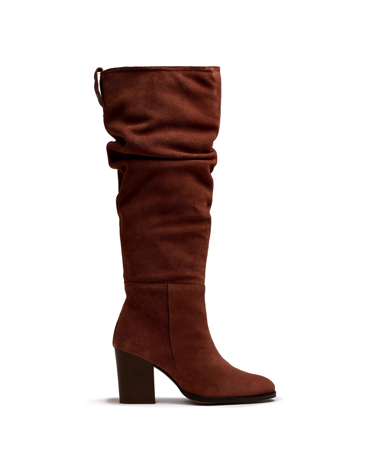 Botas básicas de mujer con tacón y piel de serraje - Mustang - Moka Moka-1
