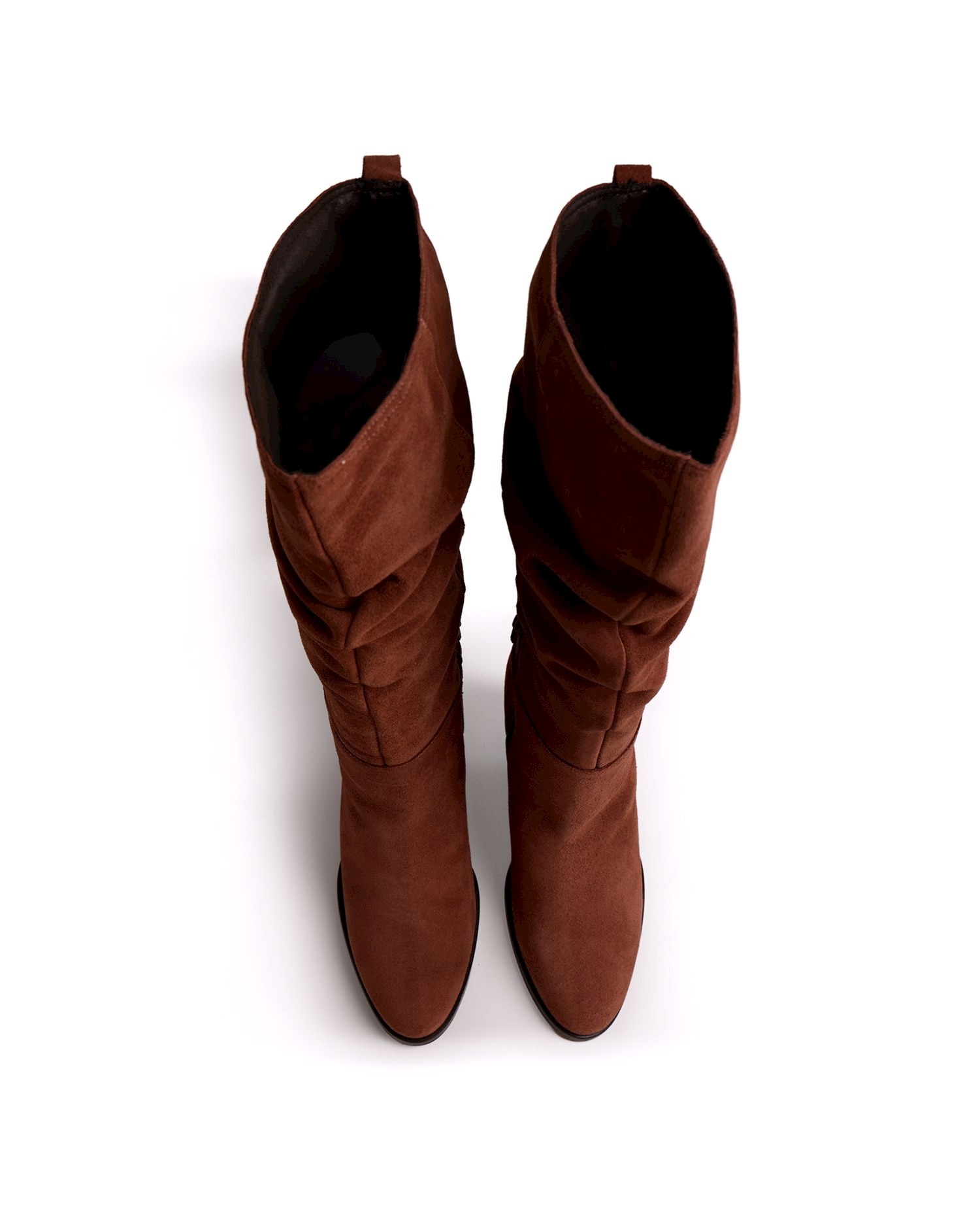 Botas básicas de mujer con tacón y piel de serraje - Mustang - Moka Moka-4