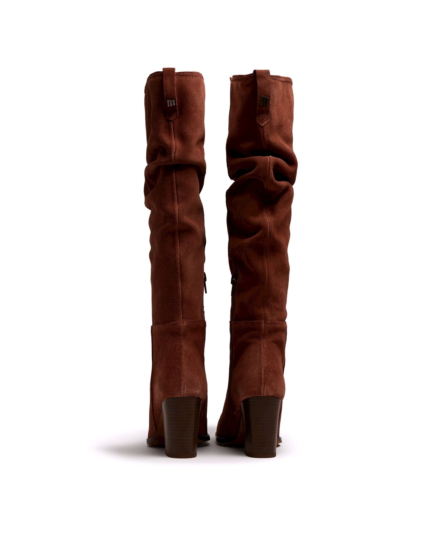 Botas básicas de mujer con tacón y piel de serraje - Mustang - Moka Moka-2