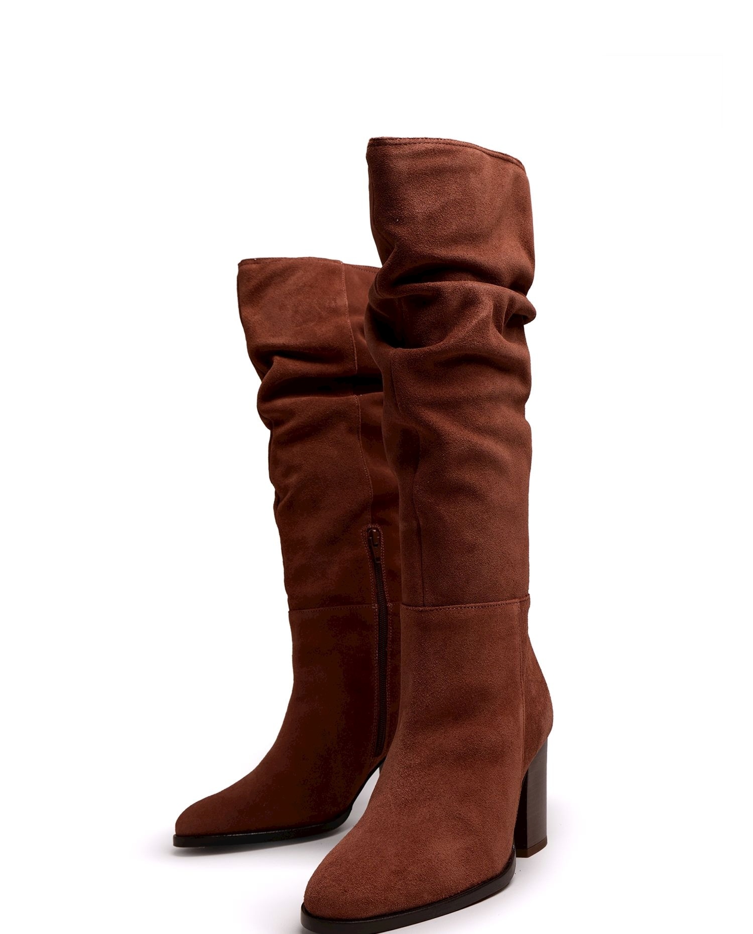 Botas básicas de mujer con tacón y piel de serraje - Mustang - Moka Moka-5