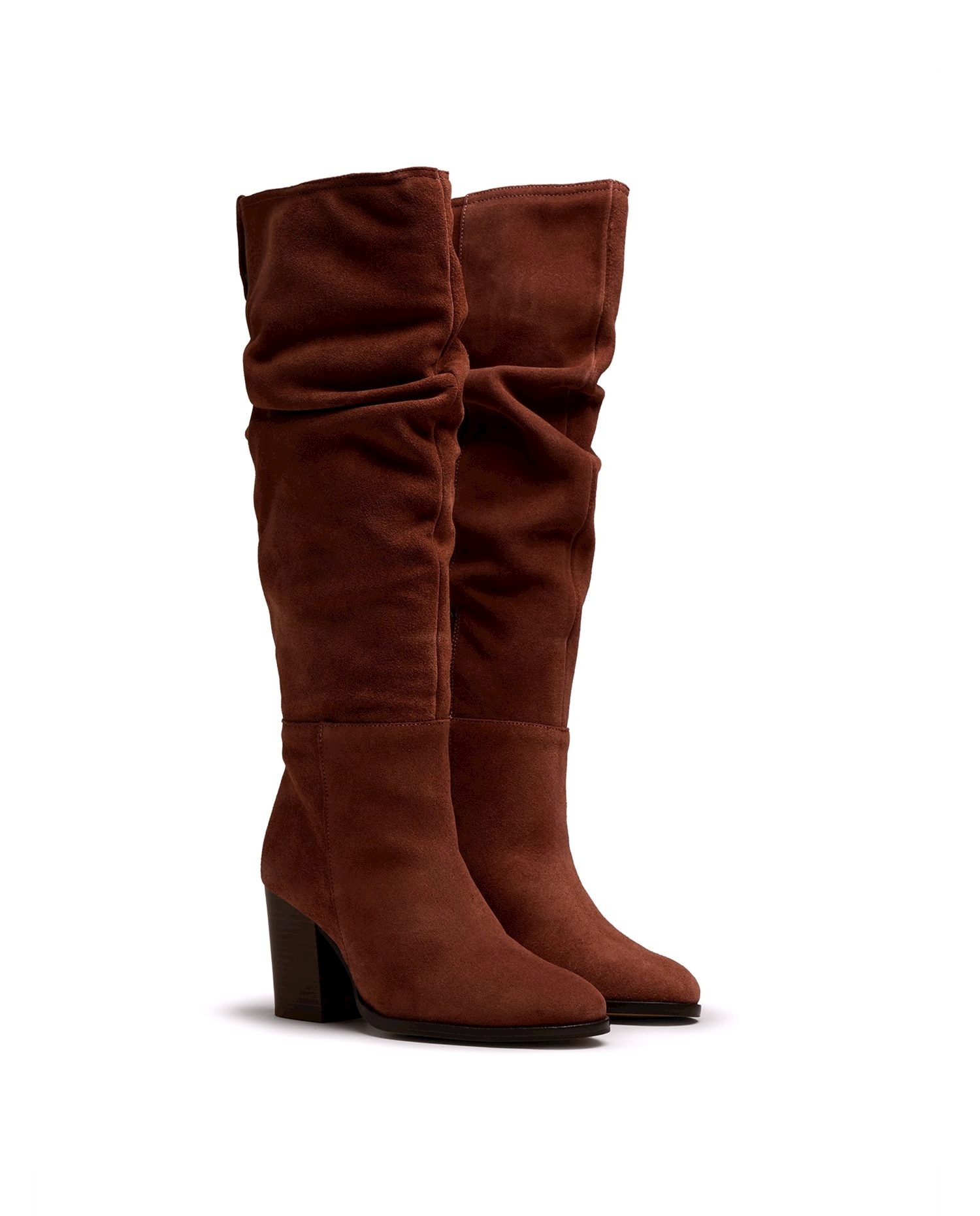 Botas básicas de mujer con tacón y piel de serraje - Mustang - Moka Moka-3