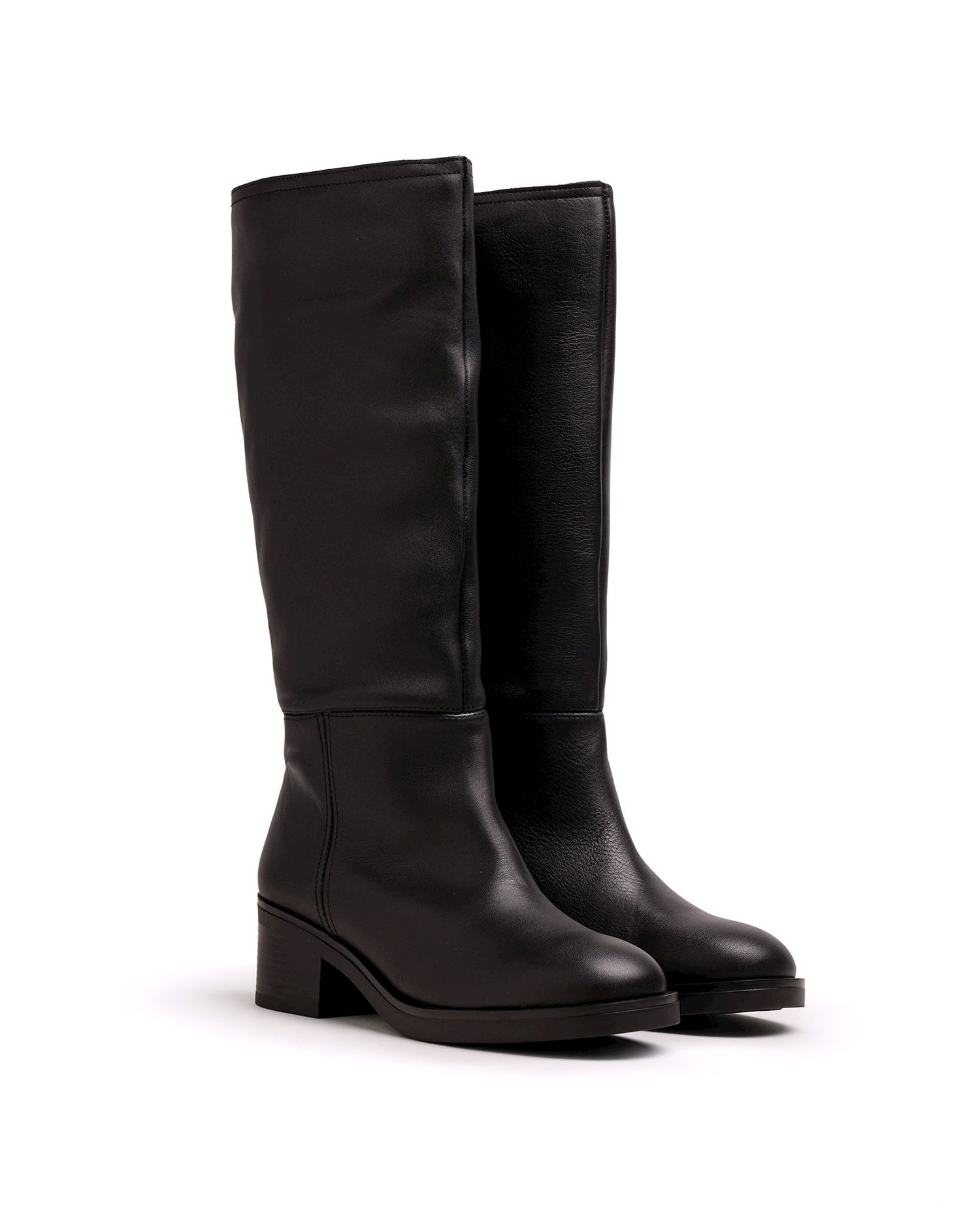 Imagen 3 de Botas básicas de mujer en piel con tacón ancho - Mustang - Negro Negro