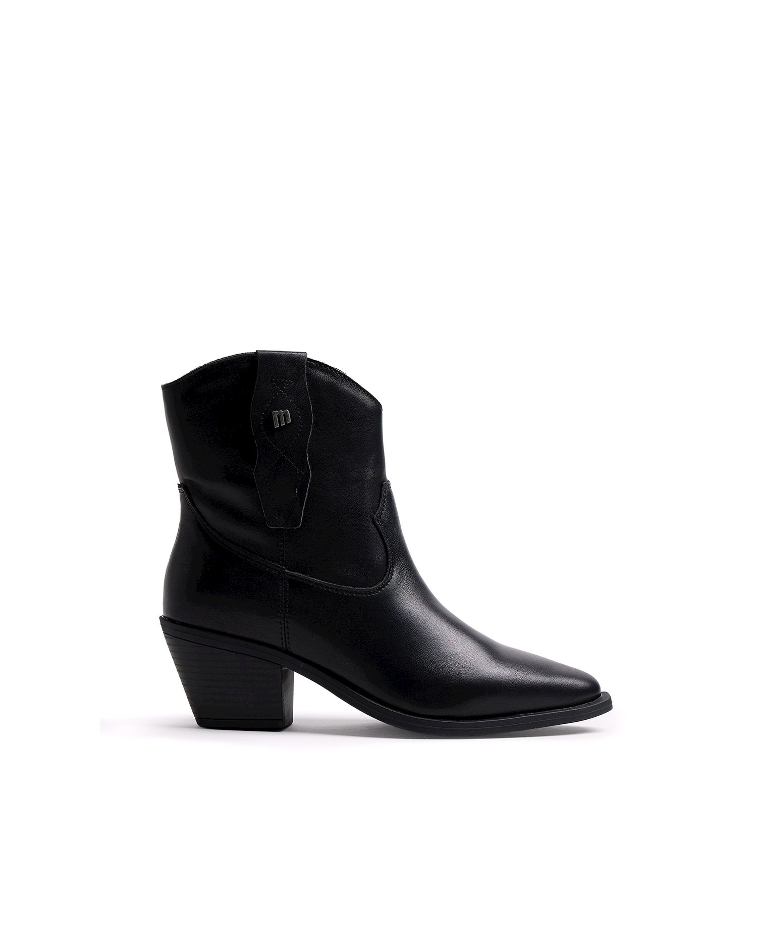 Botines estilo cowboy para mujer en piel - Mustang - Negro Negro-1