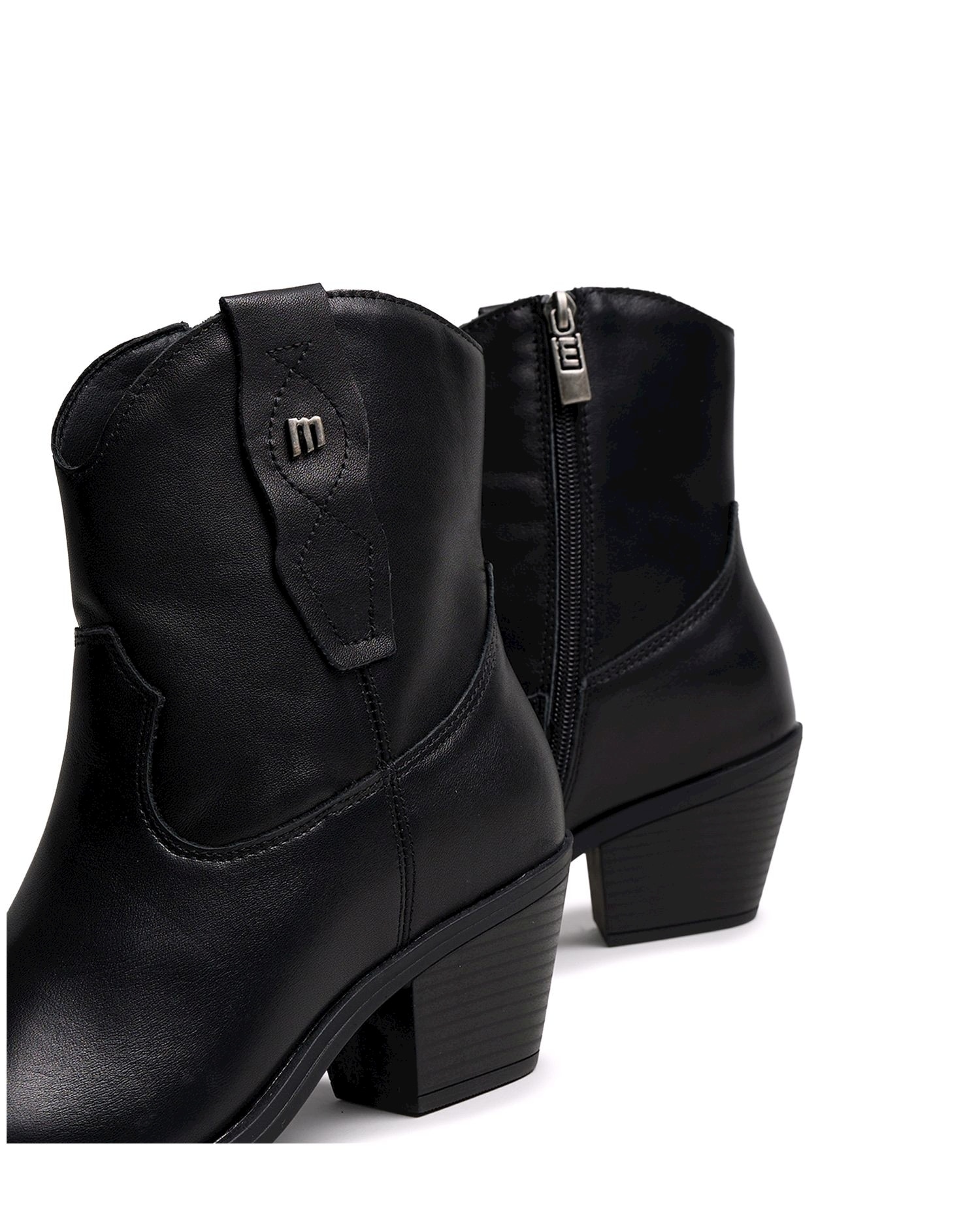 Botines estilo cowboy para mujer en piel - Mustang - Negro Negro-4