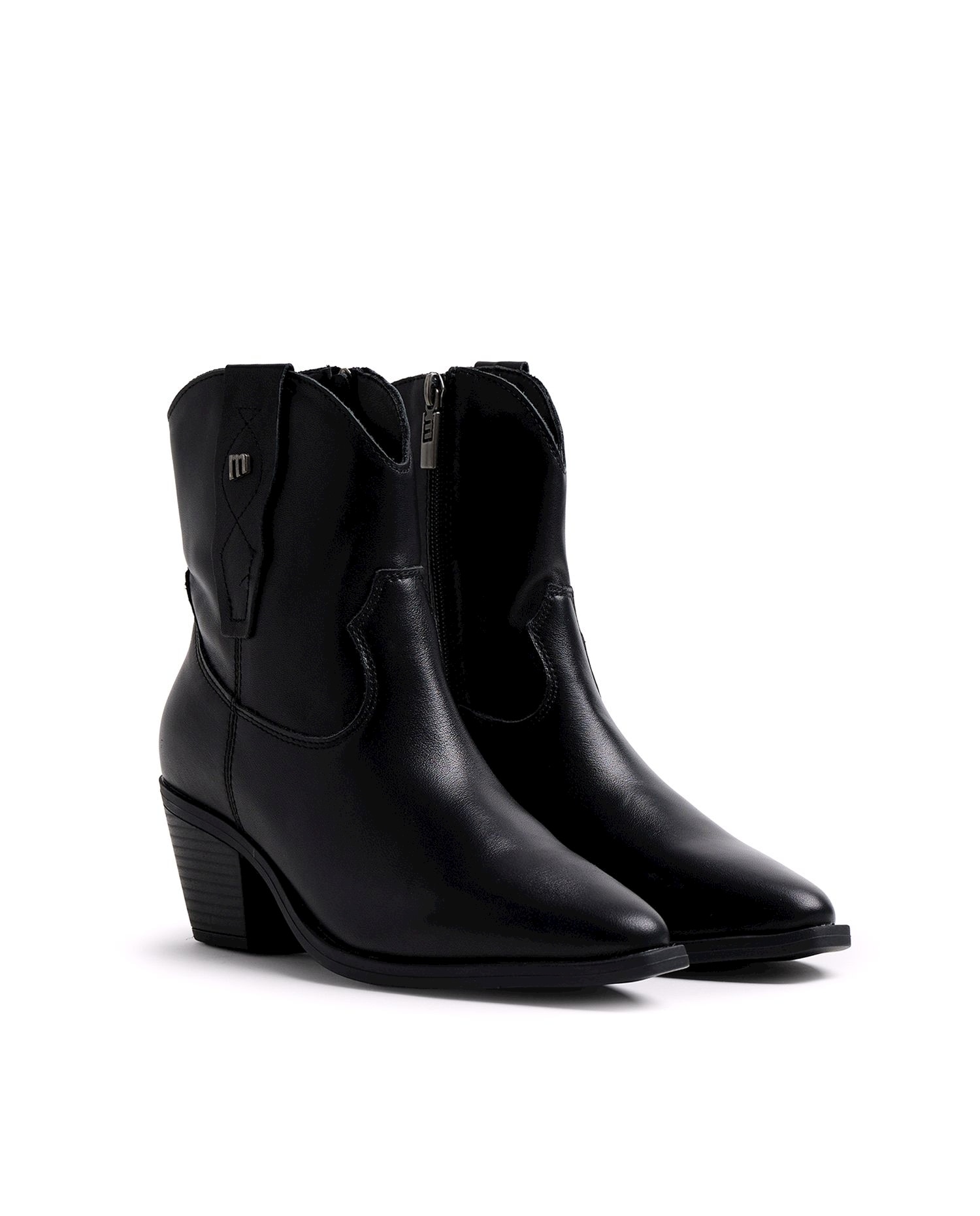 Botines estilo cowboy para mujer en piel - Mustang - Negro Negro-5