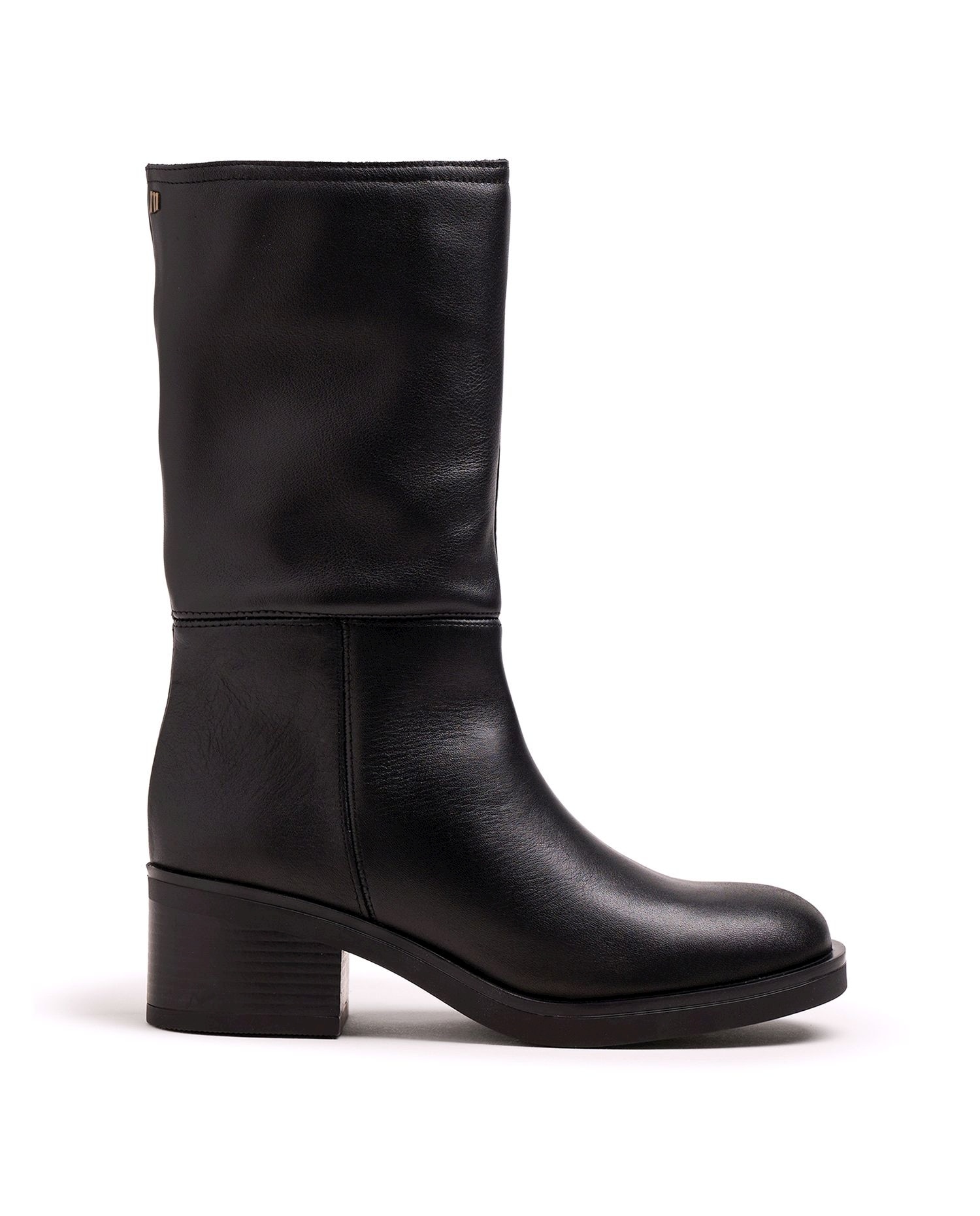 Imagen 1 de Botas bajas de mujer de piel con estilo motero Negro