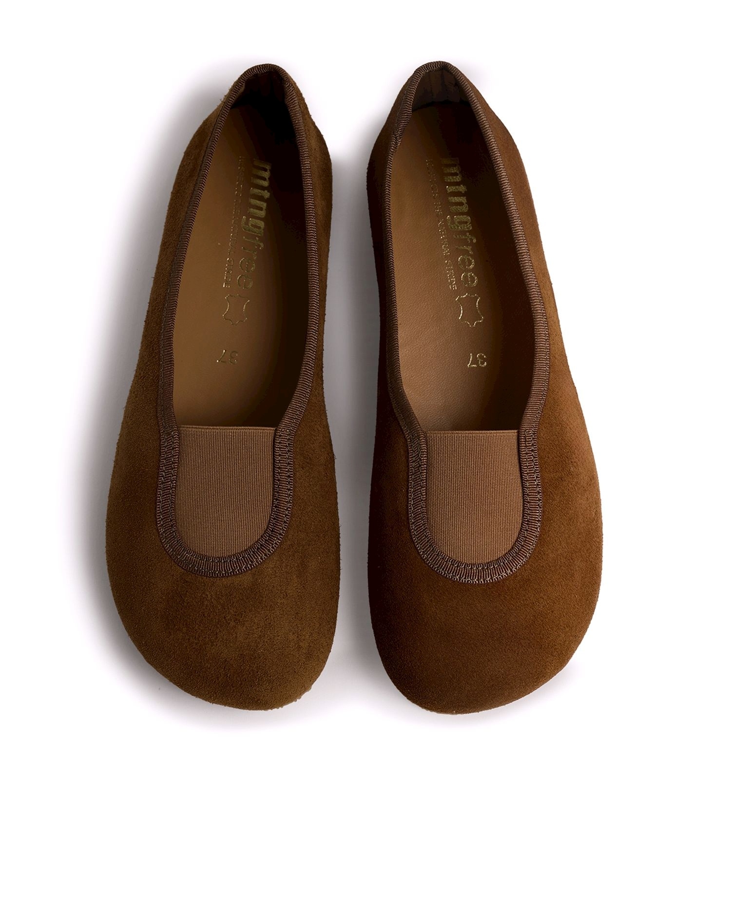 Zapatos planos estilo merceditas de mujer en piel con piso barefoot - Mustang - Marrón Marrón-3