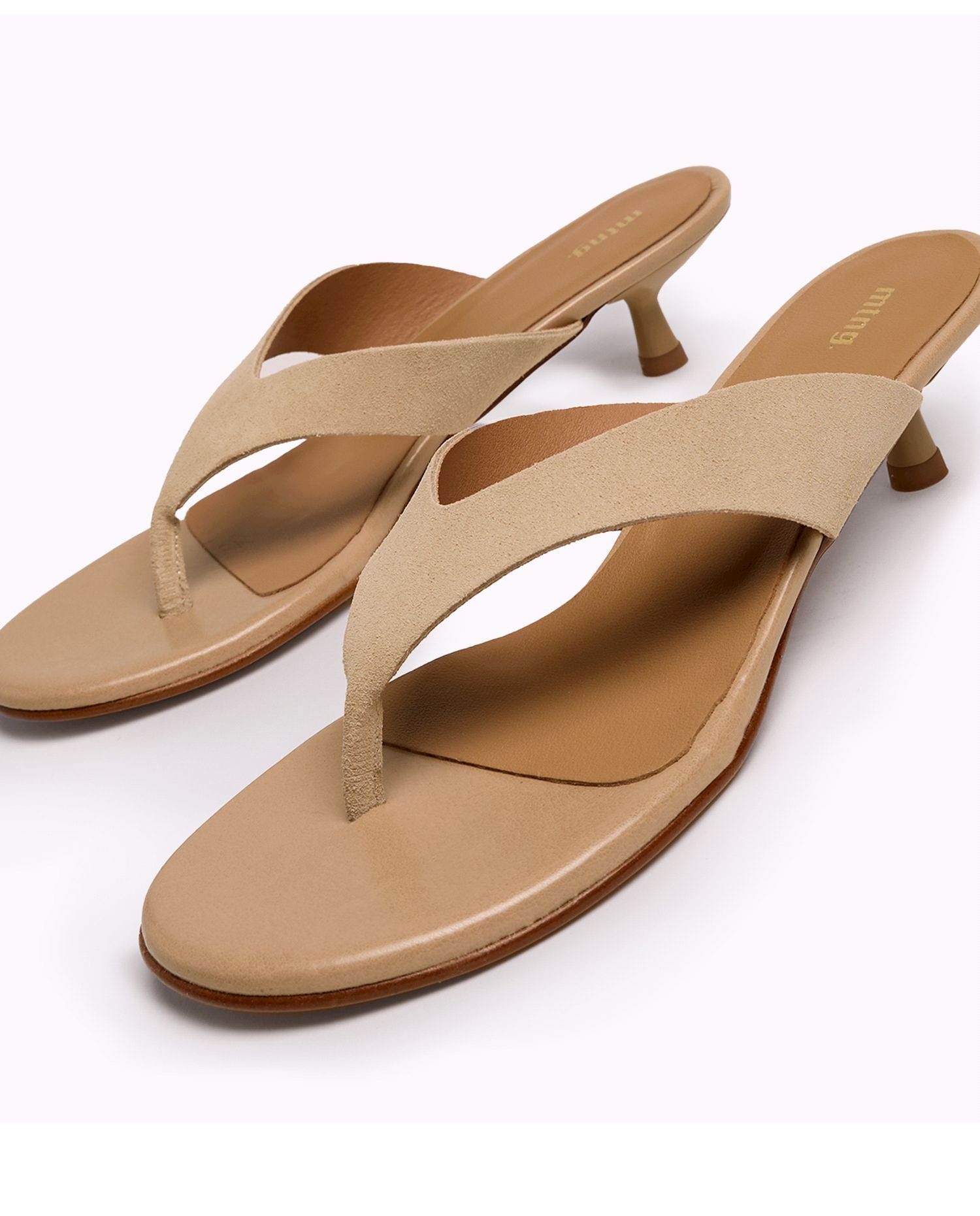Sandalias de tacón de mujer en piel - Mustang - Natural Natural-4