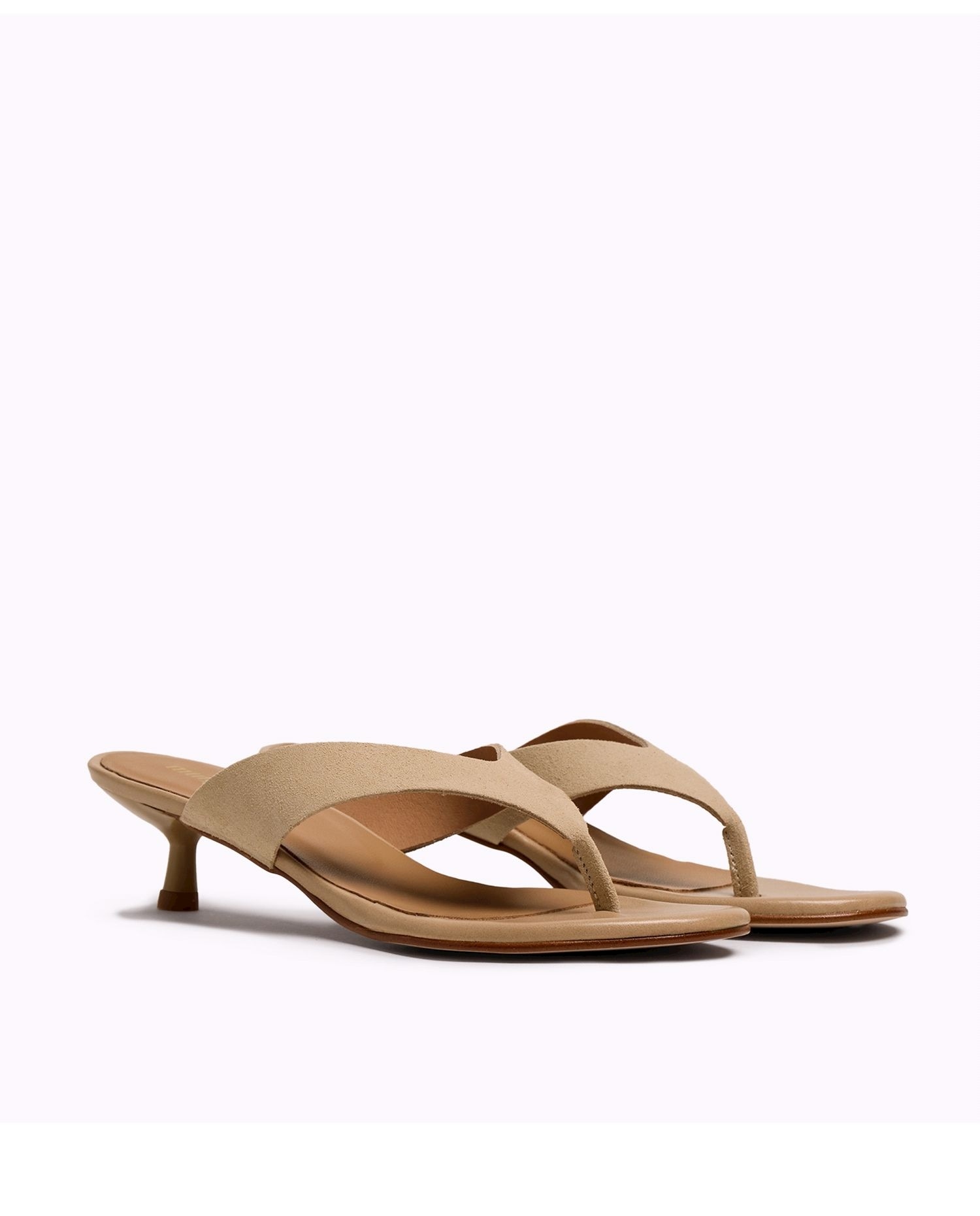 Sandalias de tacón de mujer en piel - Mustang - Natural Natural-5