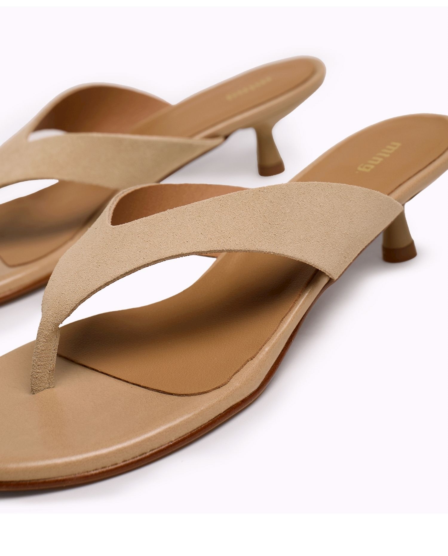 Sandalias de tacón de mujer en piel - Mustang - Natural Natural-6