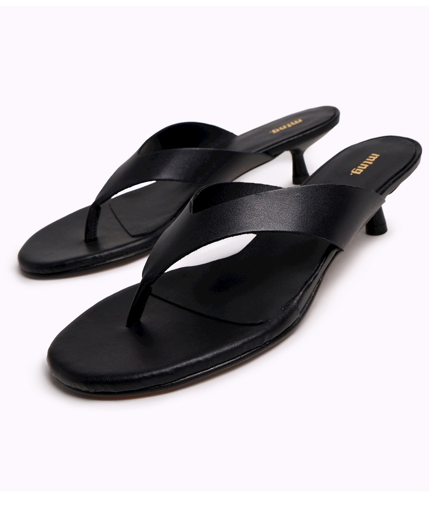 Sandalias de tacón de mujer en piel - Mustang - Negro Negro-4