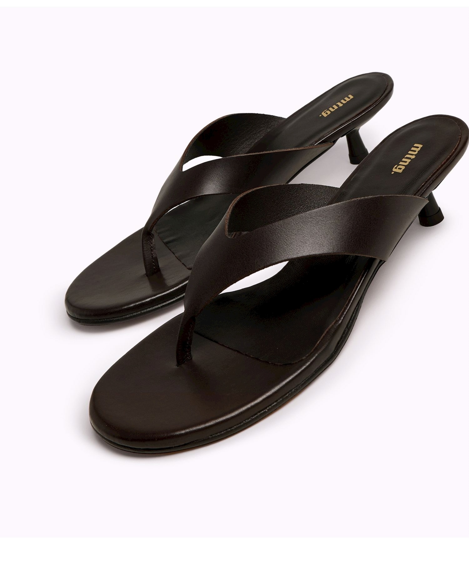 Sandalias de tacón de mujer en piel - Mustang - Marrón Marrón-4