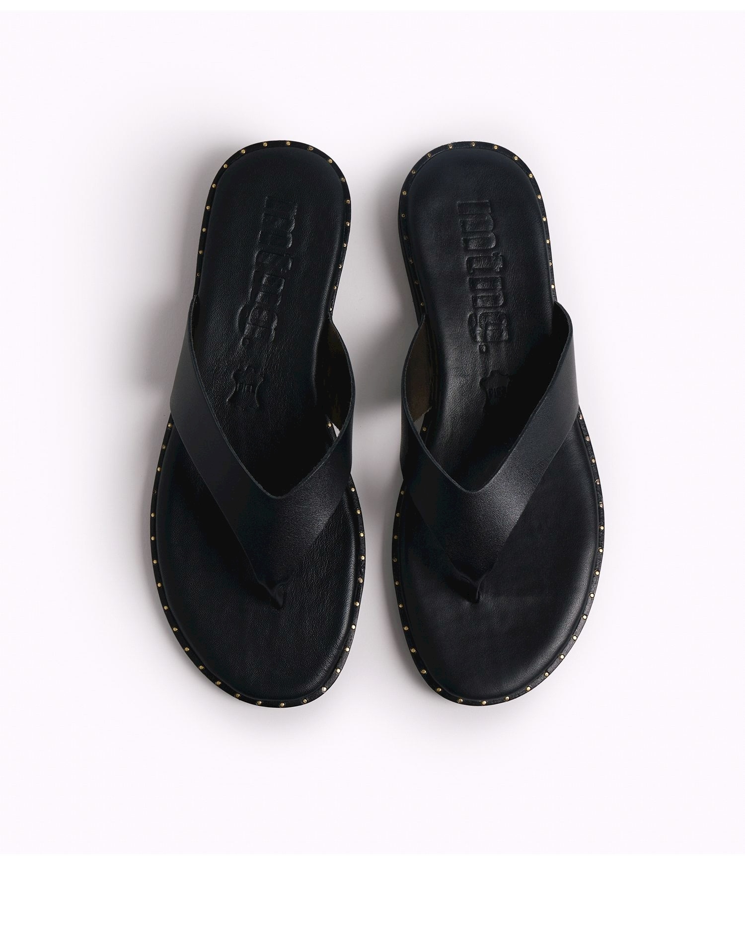Sandalias planas de dedo para mujer en piel - Mustang - Negro Negro-2