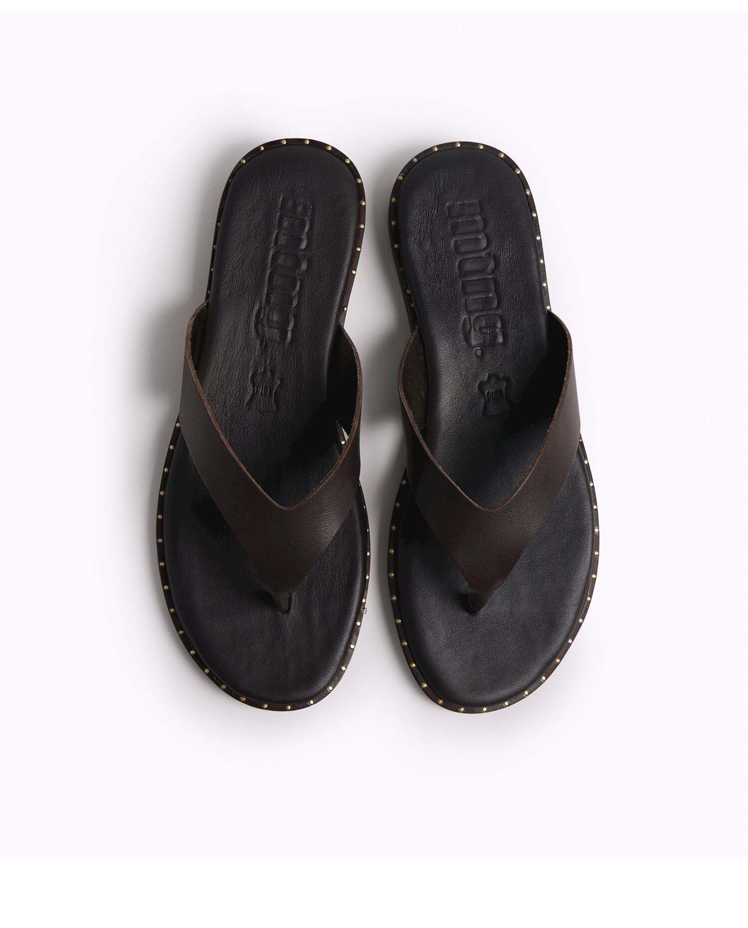 Sandalias planas de dedo para mujer en piel - Mustang - Marrón Marrón-2