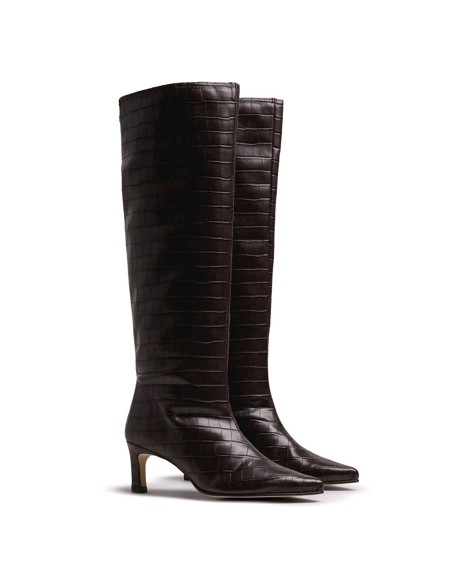 Botas altas de mujer con piel con tacón fino - Mustang - Tabaco Tabaco-3