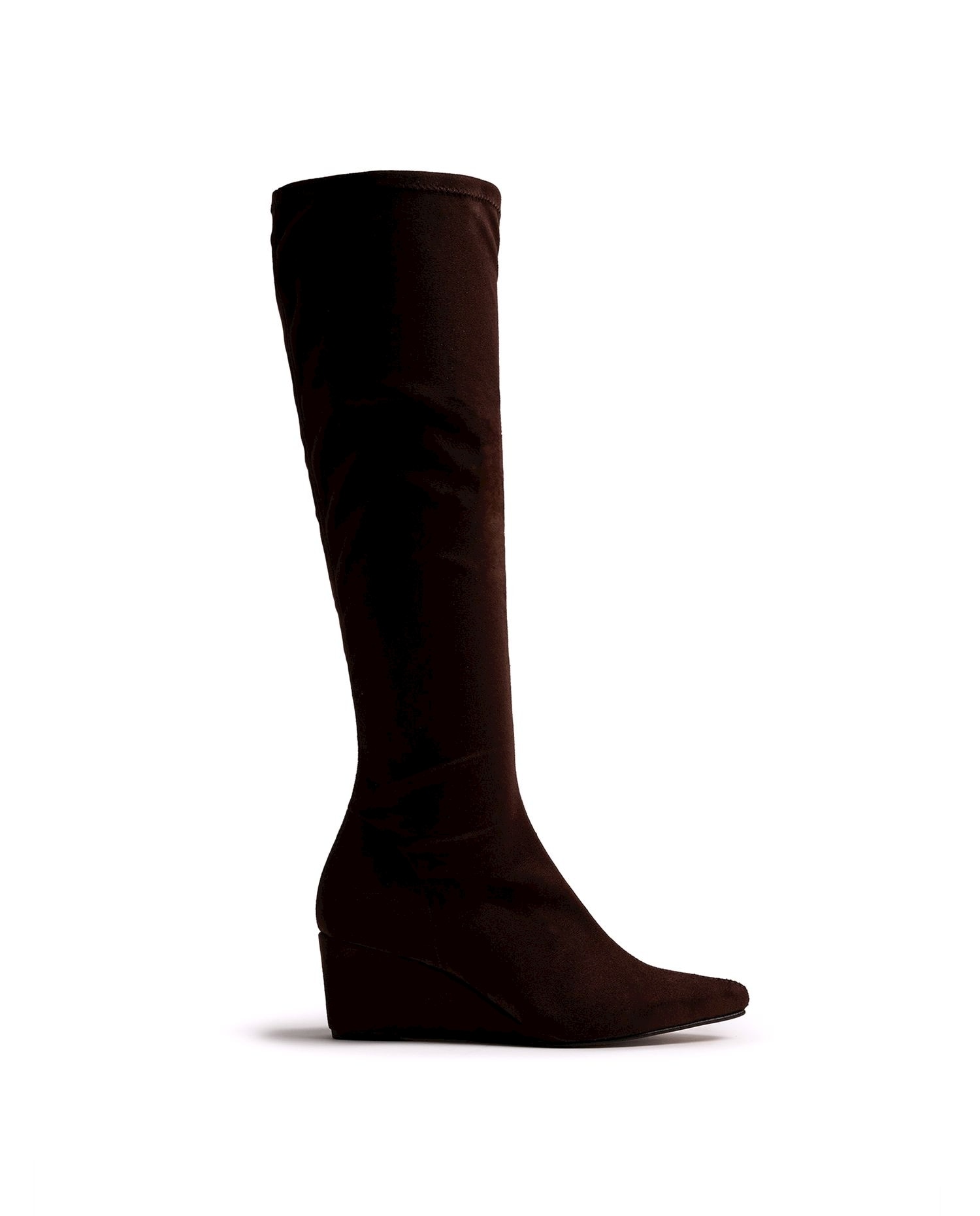 Imagen 1 de Botas altas de mujer con cuña y tejido stretch - Moka Moka