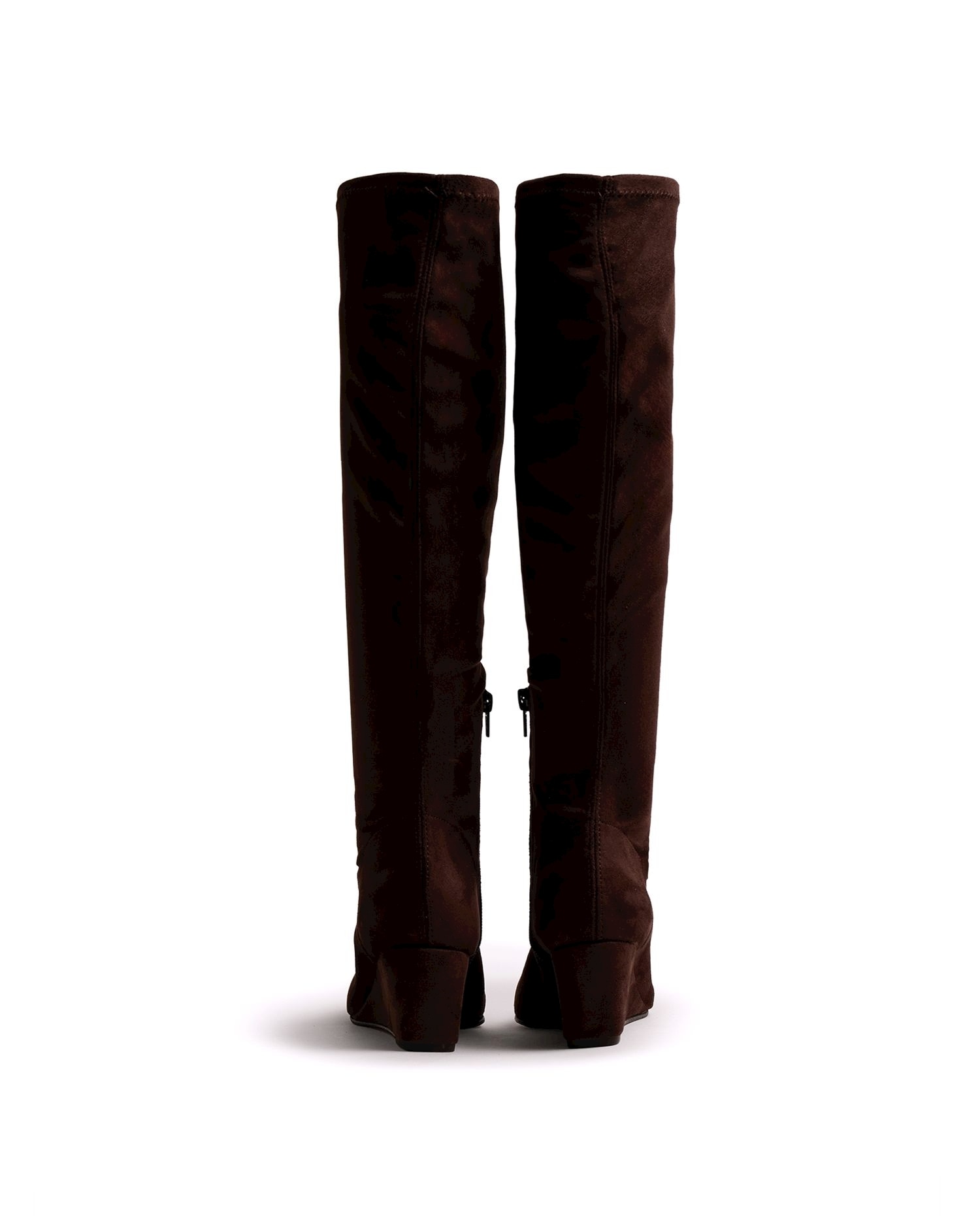 Imagen 2 de Botas altas de mujer con cuña y tejido stretch - Moka Moka