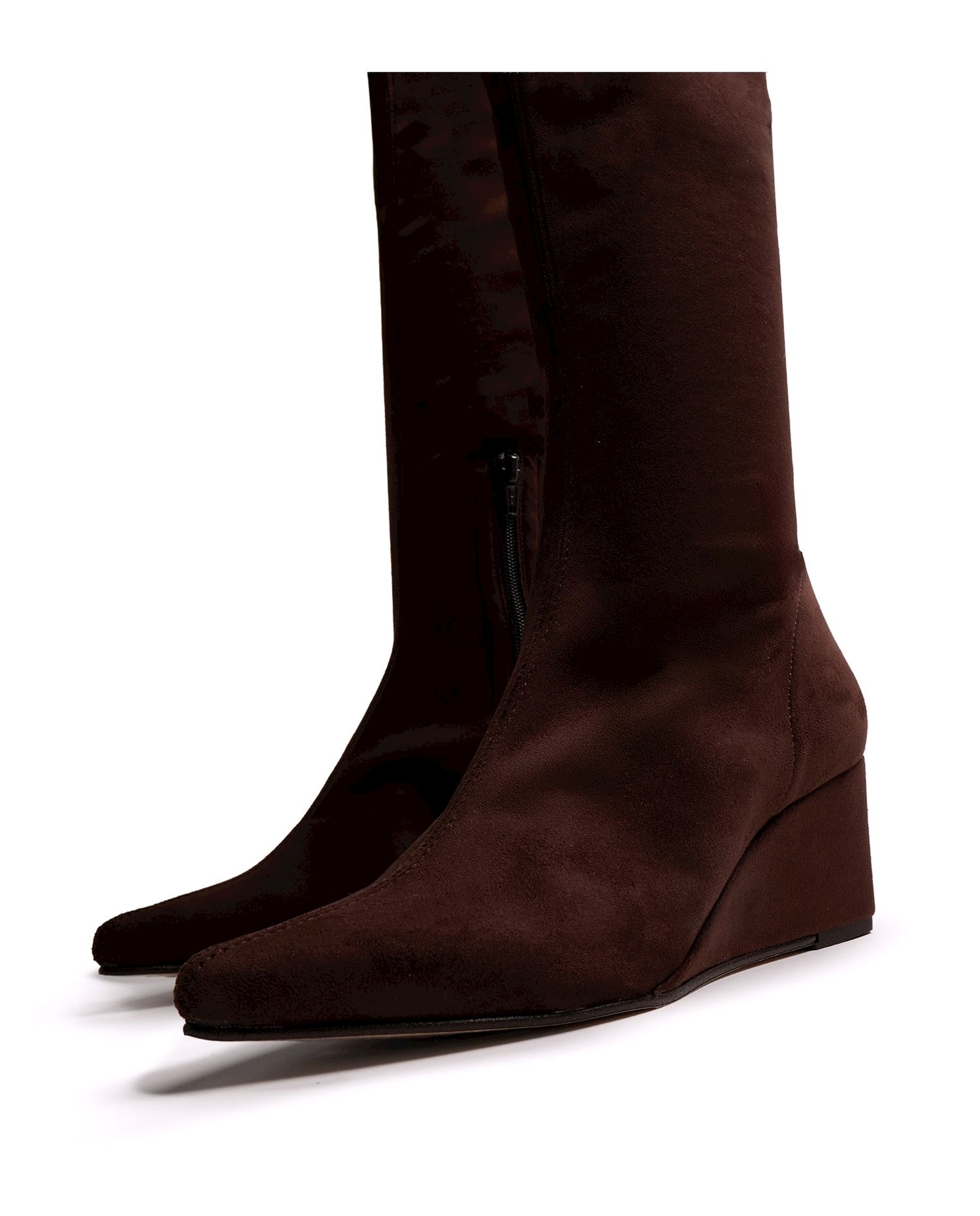 Imagen 3 de Botas altas de mujer con cuña y tejido stretch - Moka Moka
