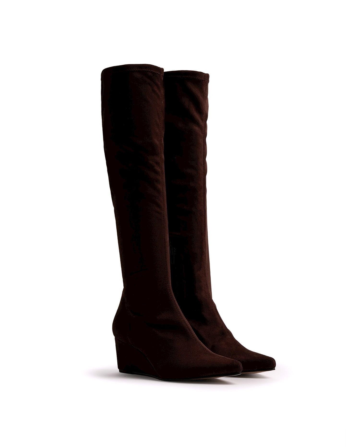 Imagen 4 de Botas altas de mujer con cuña y tejido stretch - Moka Moka