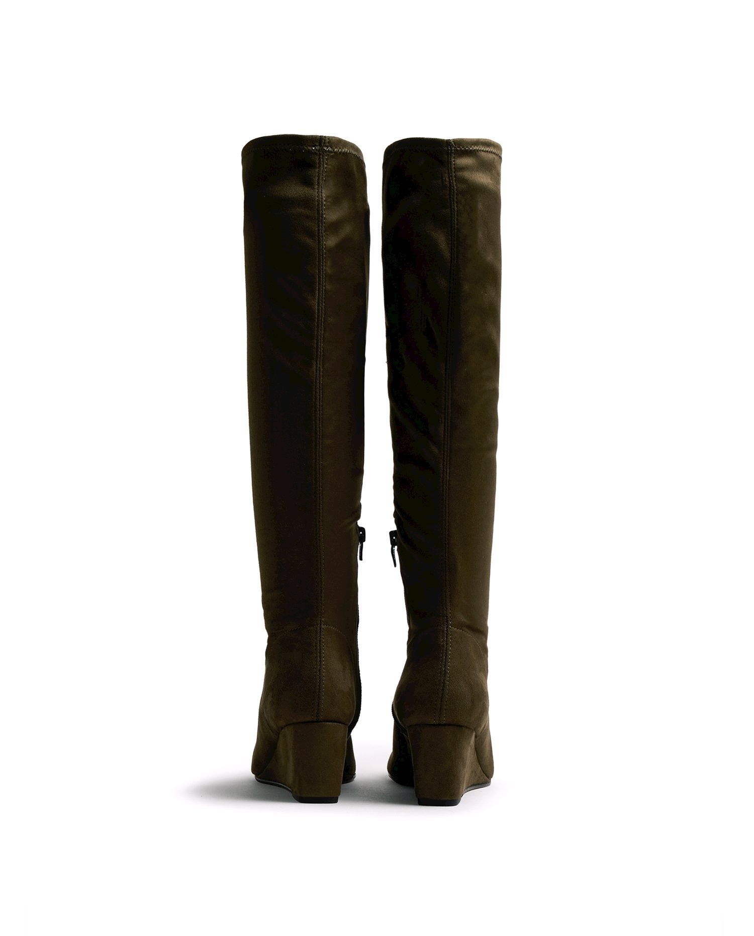 Imagen 2 de Botas altas de mujer con cuña y tejido stretch - Natural Natural