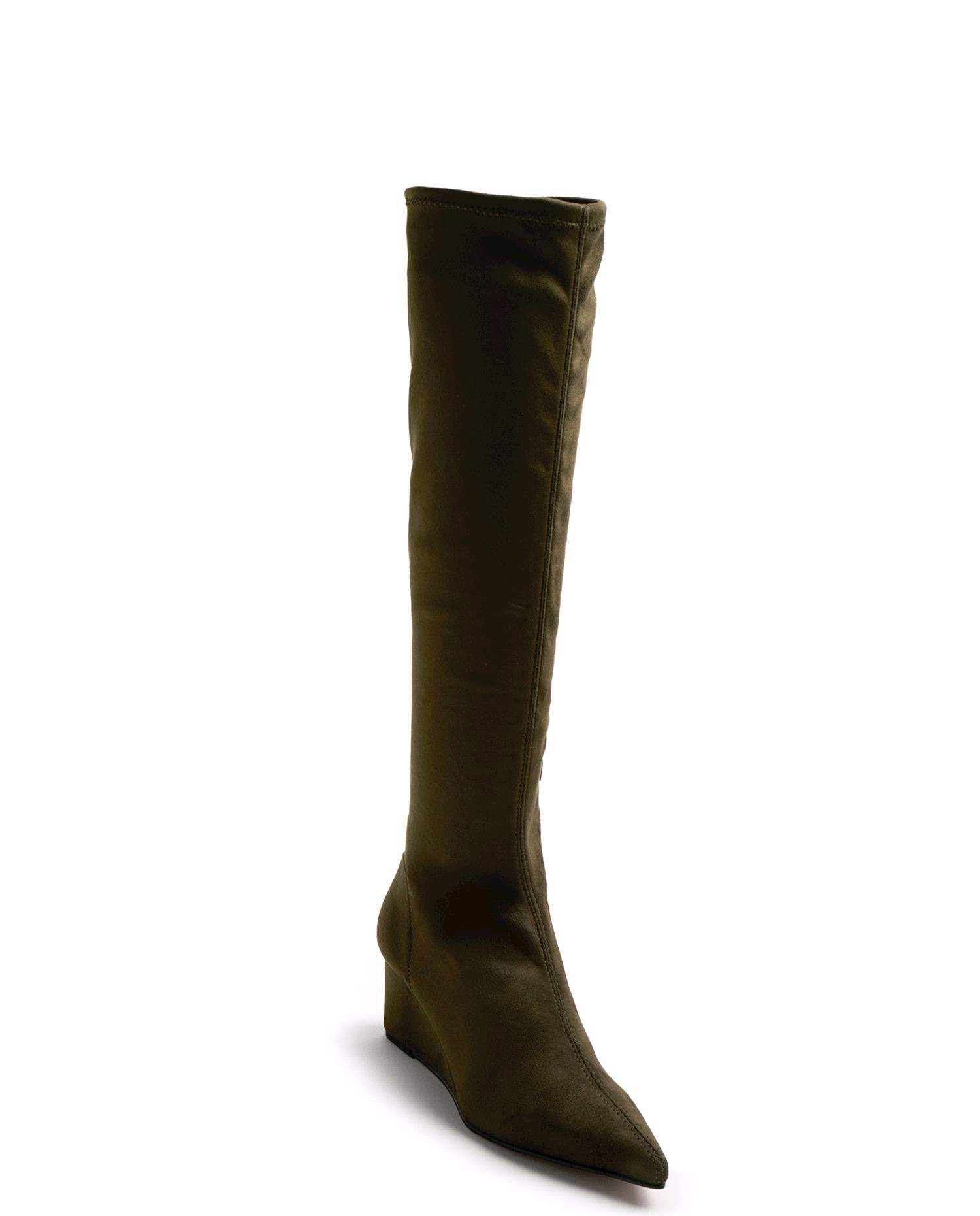 Imagen 5 de Botas altas de mujer con cuña y tejido stretch - Natural Natural