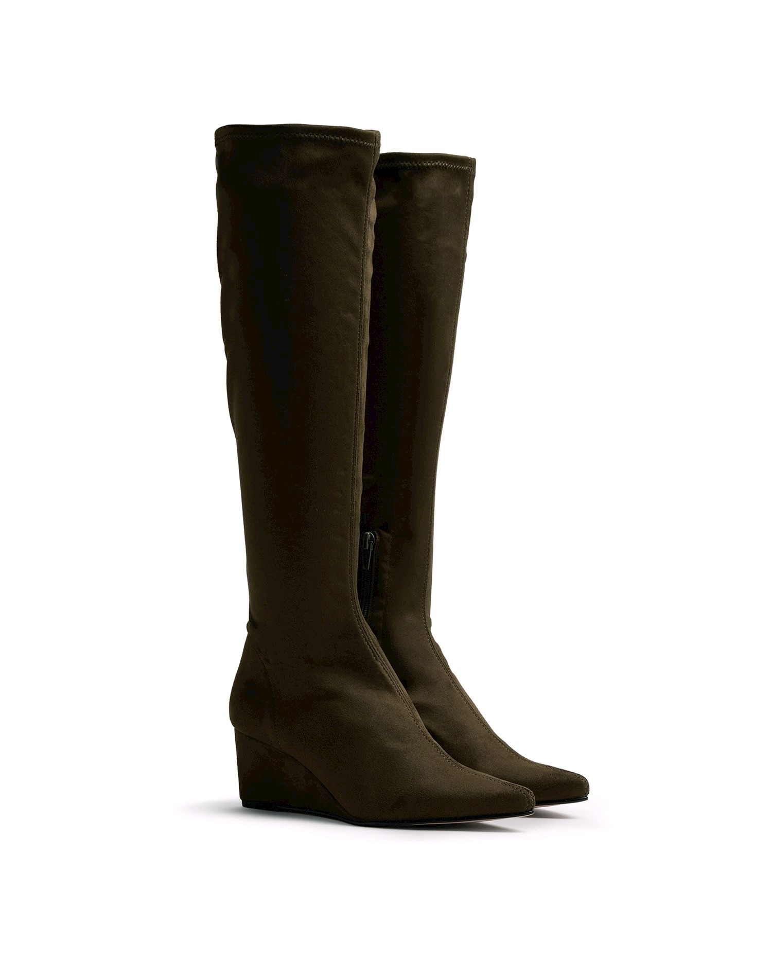 Imagen 3 de Botas altas de mujer con cuña y tejido stretch - Natural Natural
