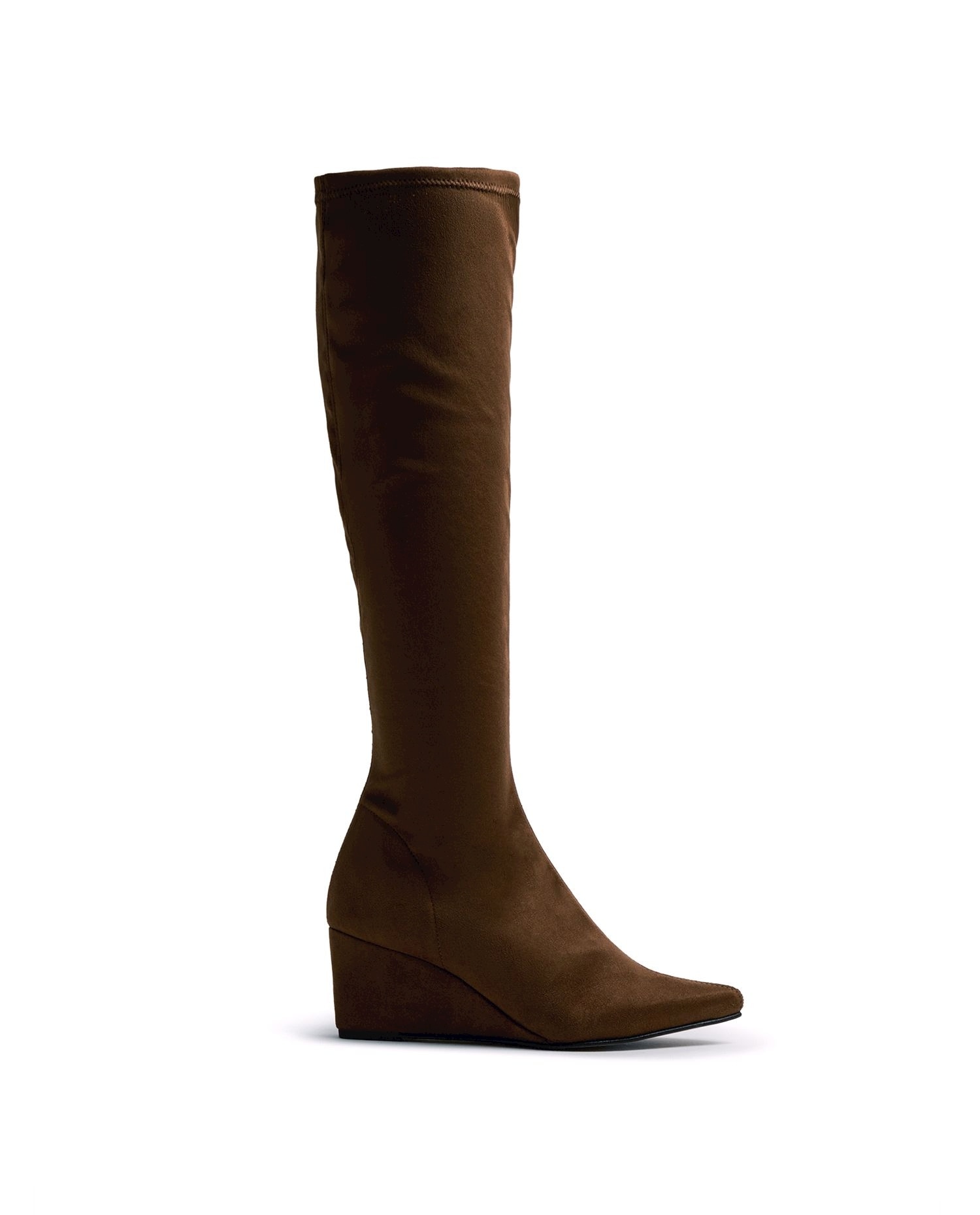 Imagen 1 de Botas altas de mujer con cuña y tejido stretch Camel