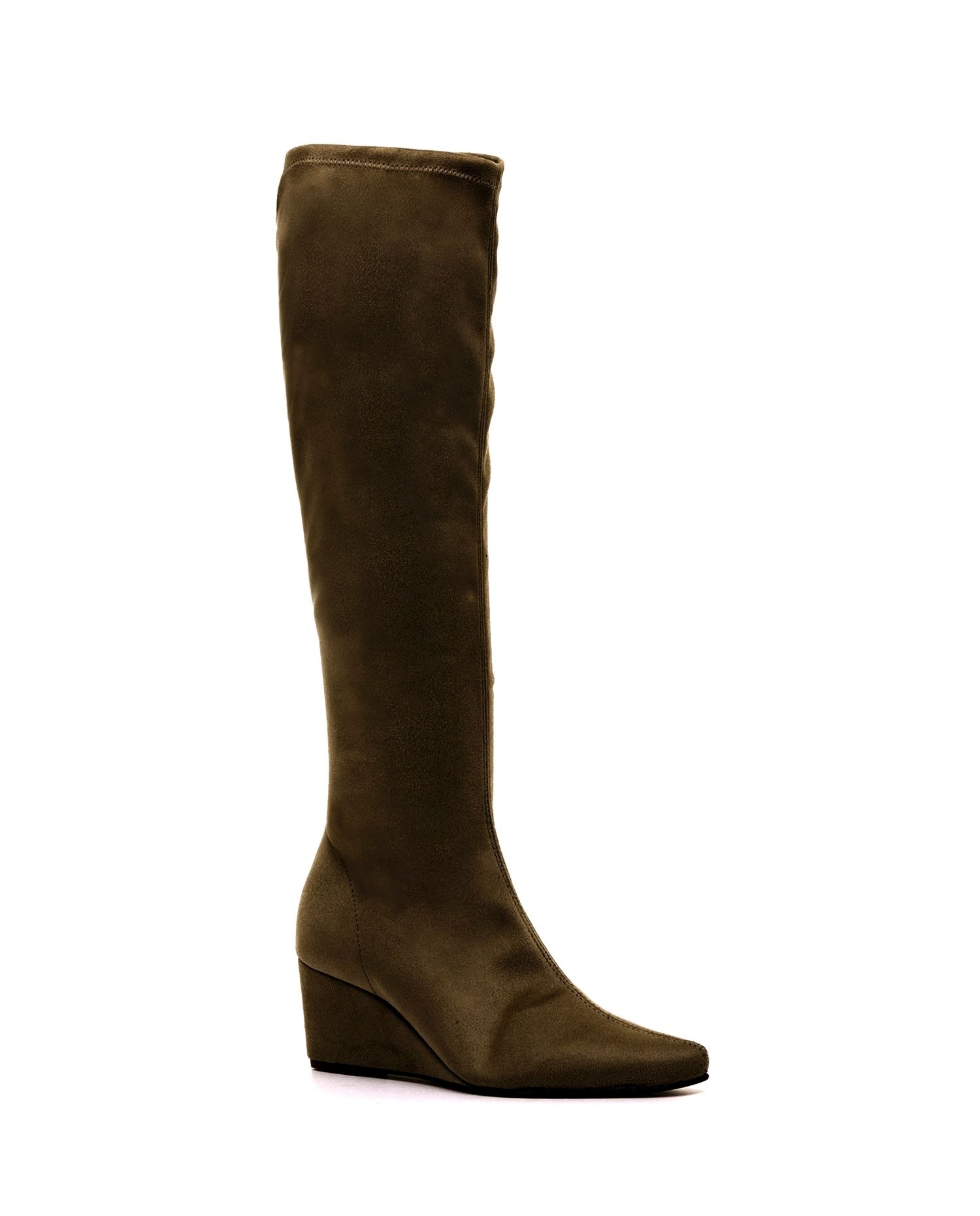 Imagen 2 de Botas altas de mujer con cuña y tejido stretch - Verde Verde